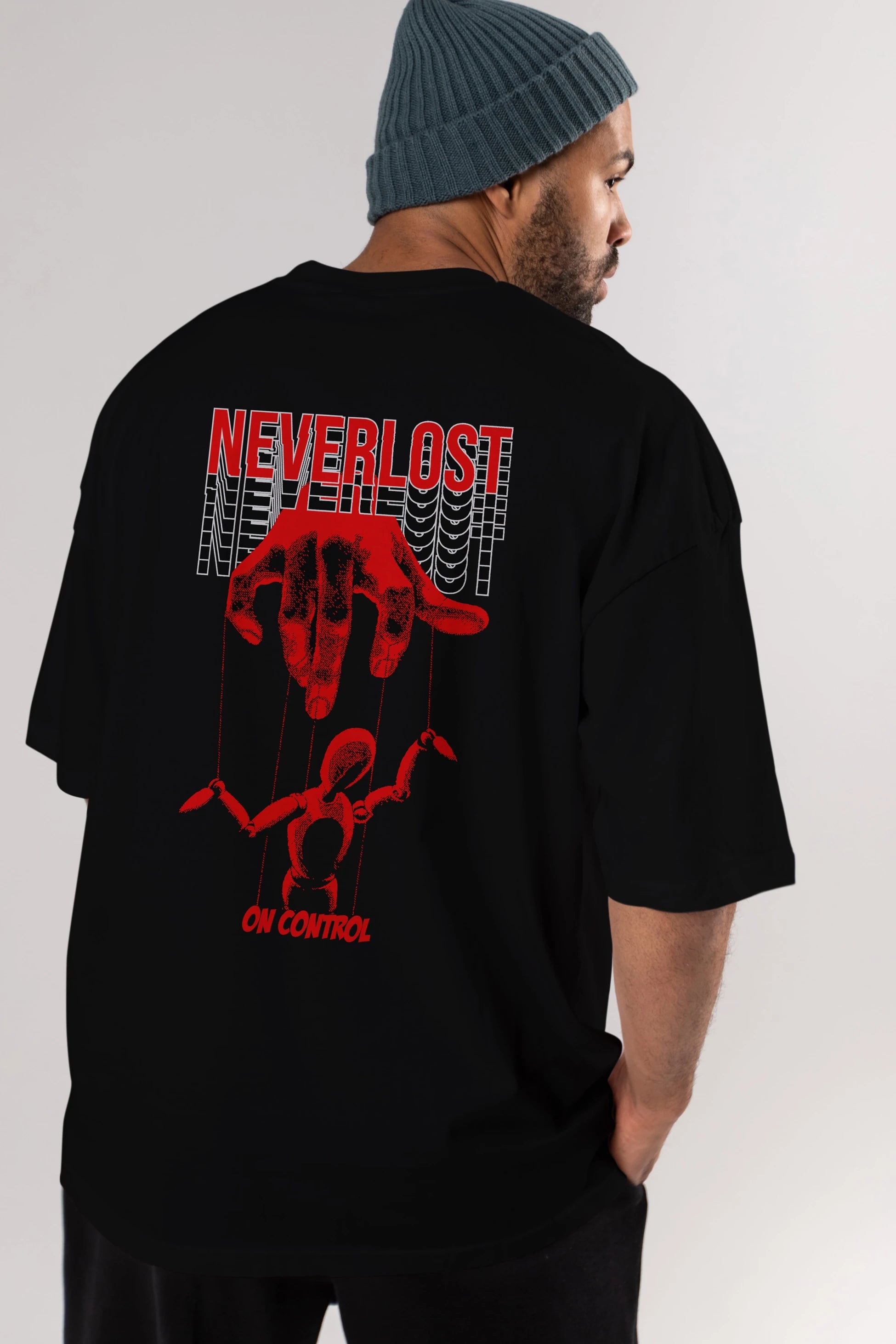 Neverlost on Control Arka Baskılı Oversize t-shirt Erkek Kadın Unisex