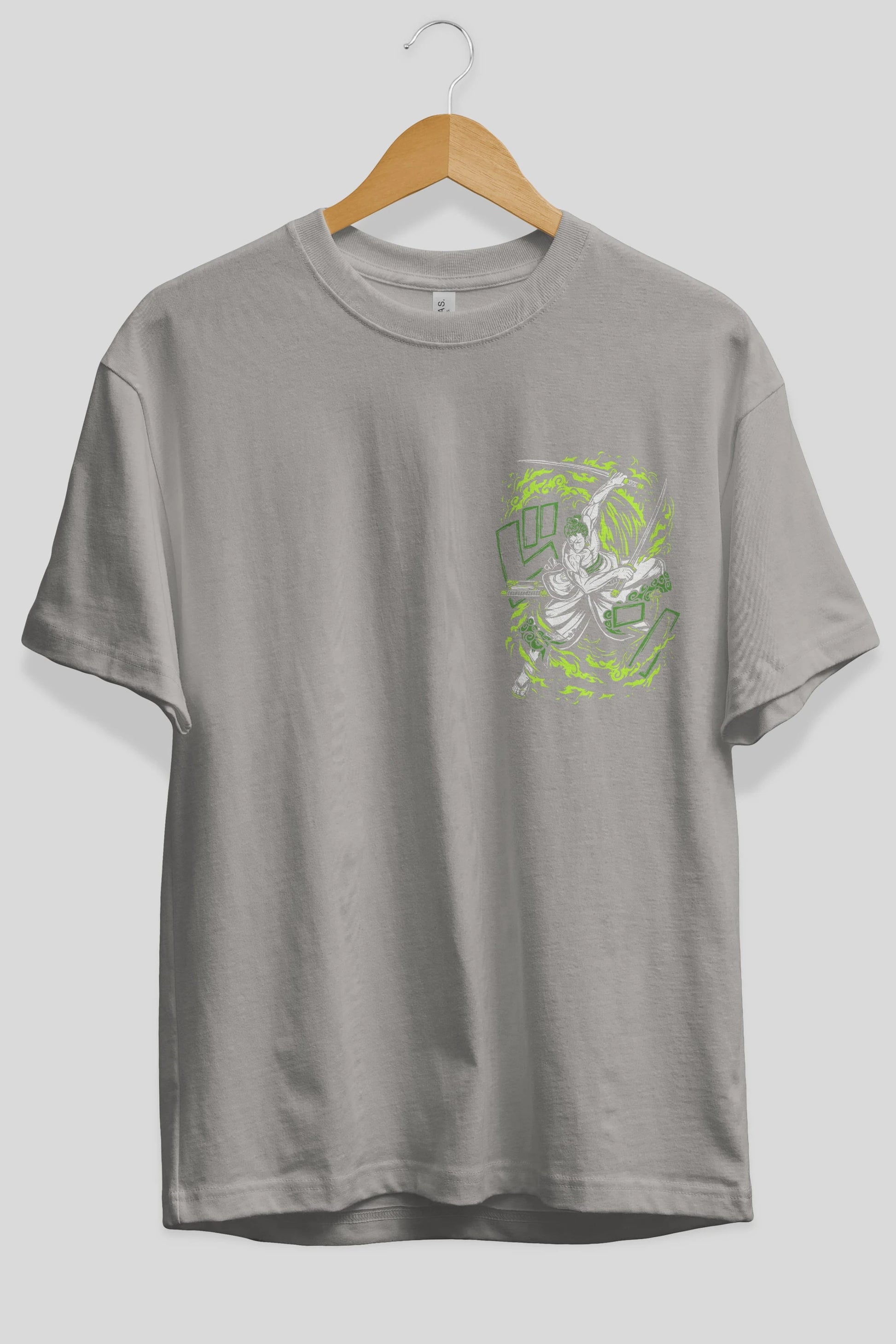 ZORO-ONE PIECE (2) Ön Sol Baskılı Oversize t-shirt Erkek Kadın Unisex %100 Pamuk Bisiklet Yaka tişort