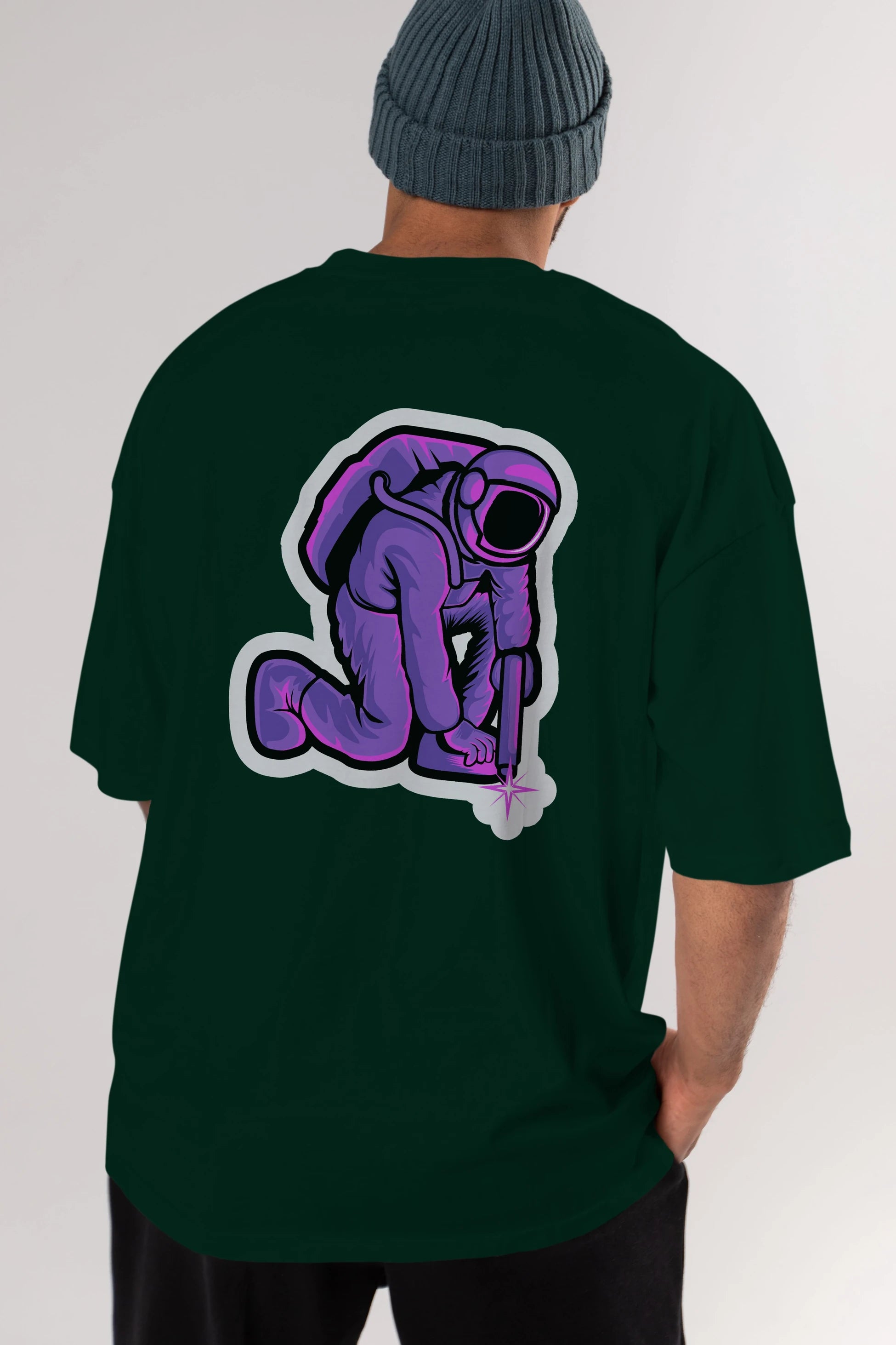 Welding in Space Sticker Arka Baskılı Oversize t-shirt Erkek Kadın Unisex