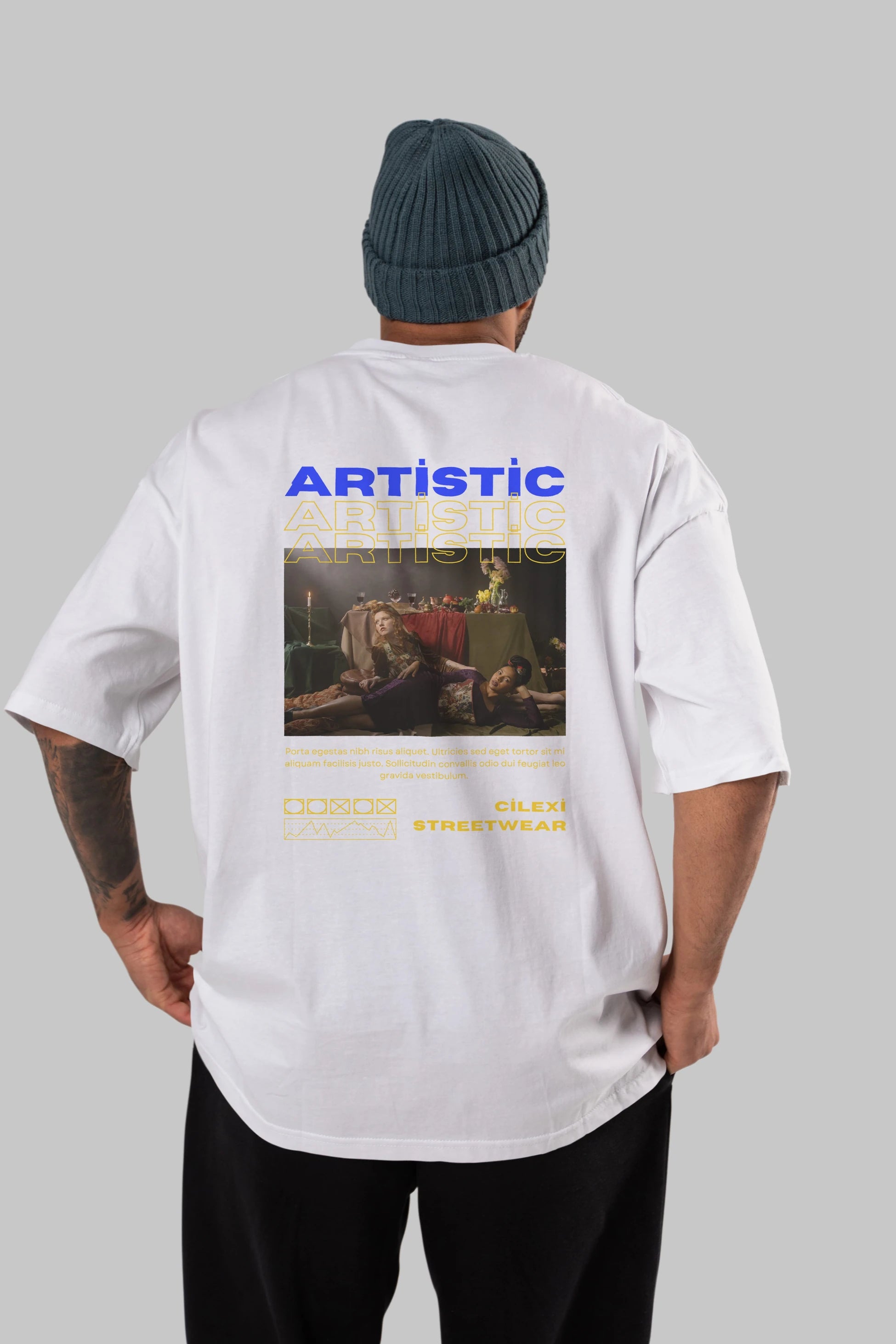 Artistic Yazılı Streetwear Arka Baskılı Oversize t-shirt Erkek Kadın Unisex