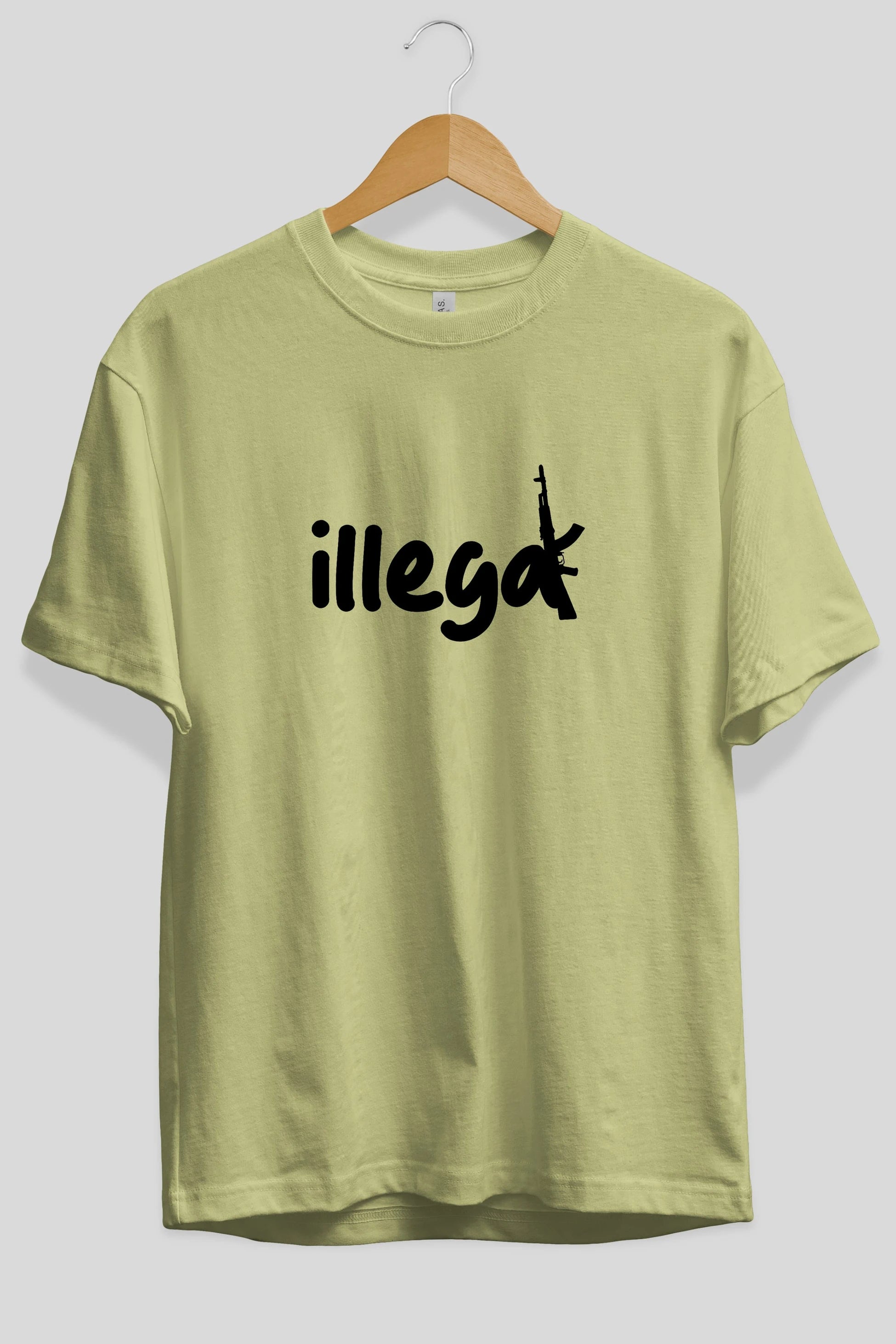 illegal Ön Baskılı Oversize t-shirt %100 pamuk Erkek Kadın Unisex