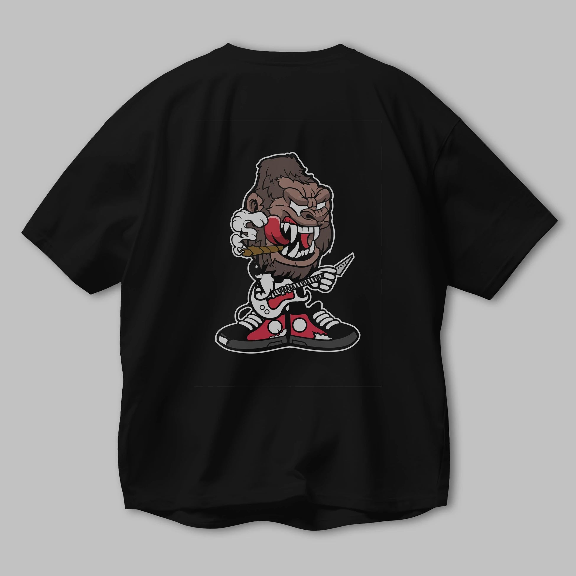 Gorilla Rock Star Arka Baskılı Oversize t-shirt Erkek Kadın Unisex %100 Pamuk tişort