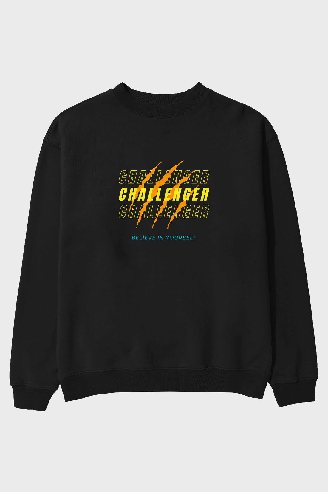 Challenger Yazılı Ön Baskılı Oversize Sweatshirt Erkek Kadın Unisex