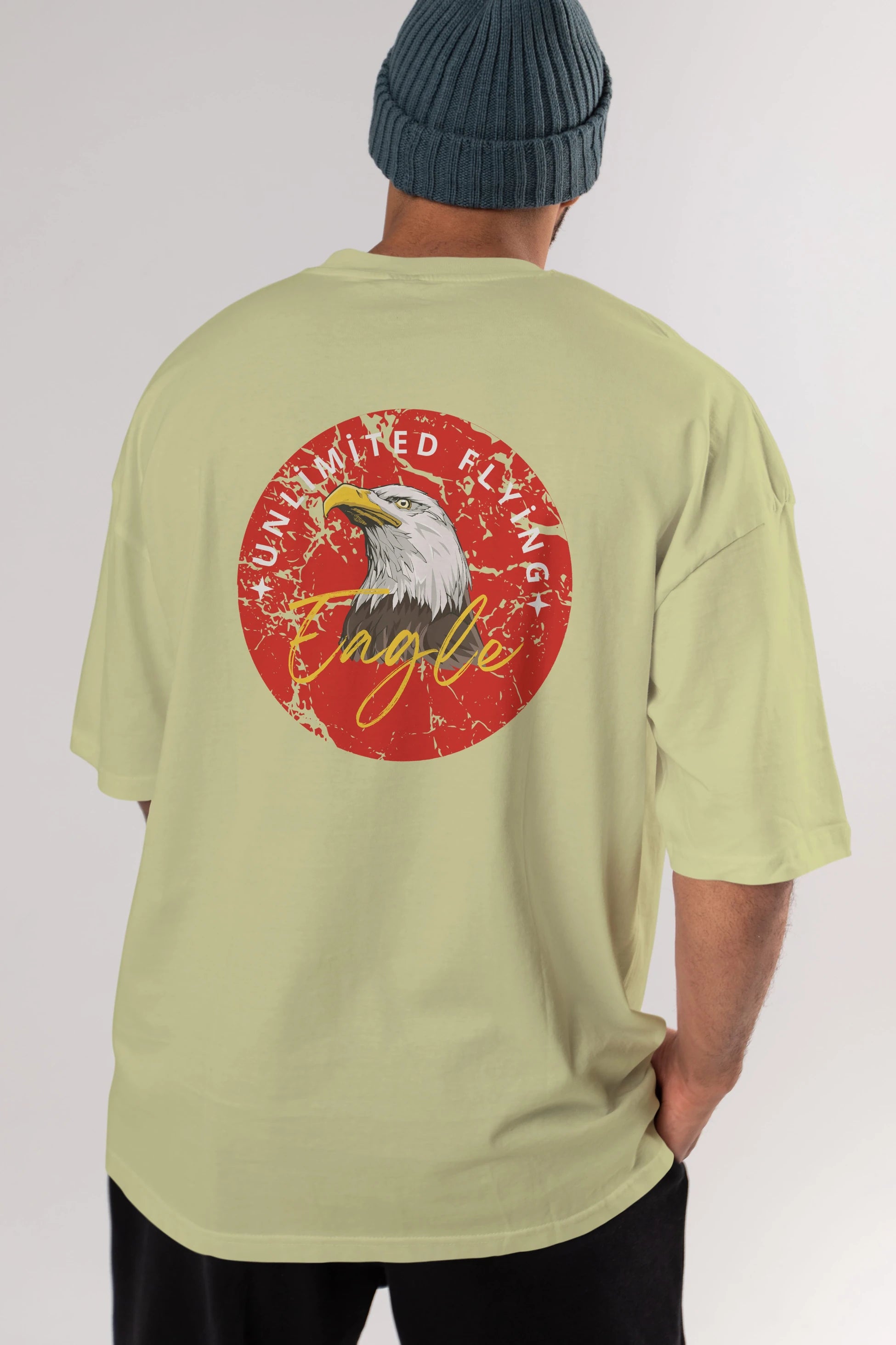 Unlimited Flying Yazılı Arka Baskılı Oversize t-shirt Erkek Kadın Unisex