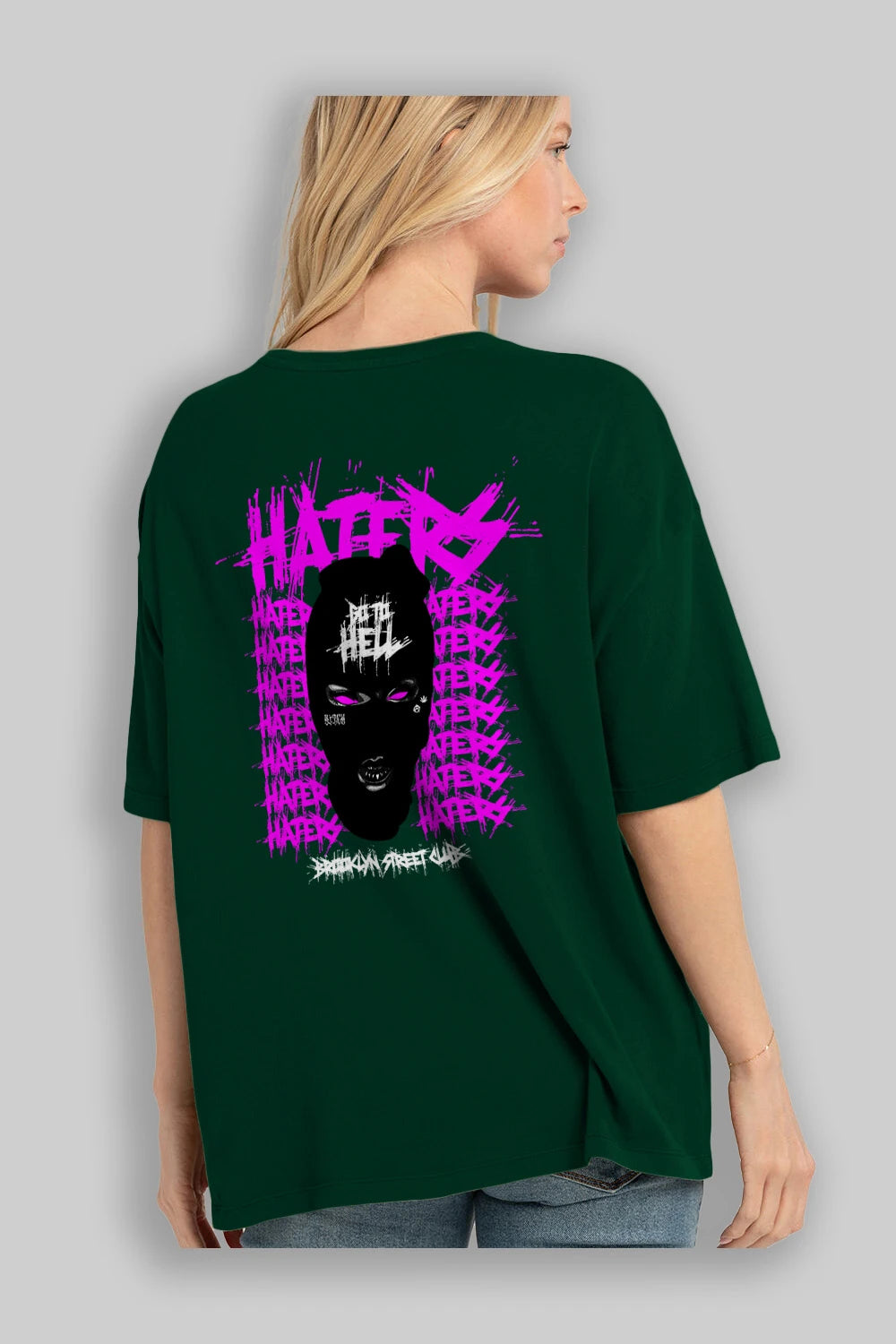 Haters Brooklyn Street Club Arka Baskılı Oversize t-shirt Erkek Kadın Unisex