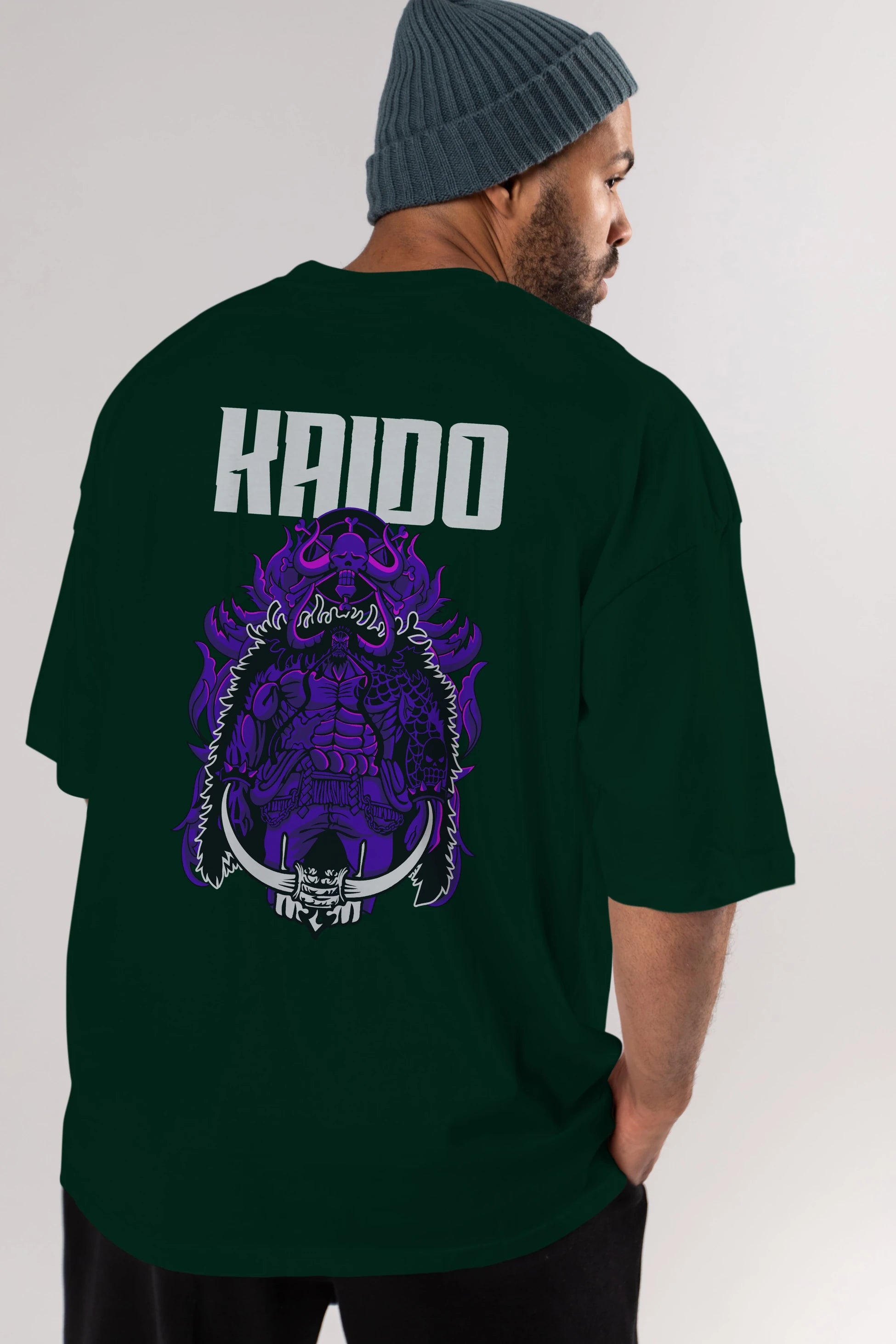 Kaido Anime Arka Baskılı Oversize t-shirt Erkek Kadın Unisex %100 pamuk tişort