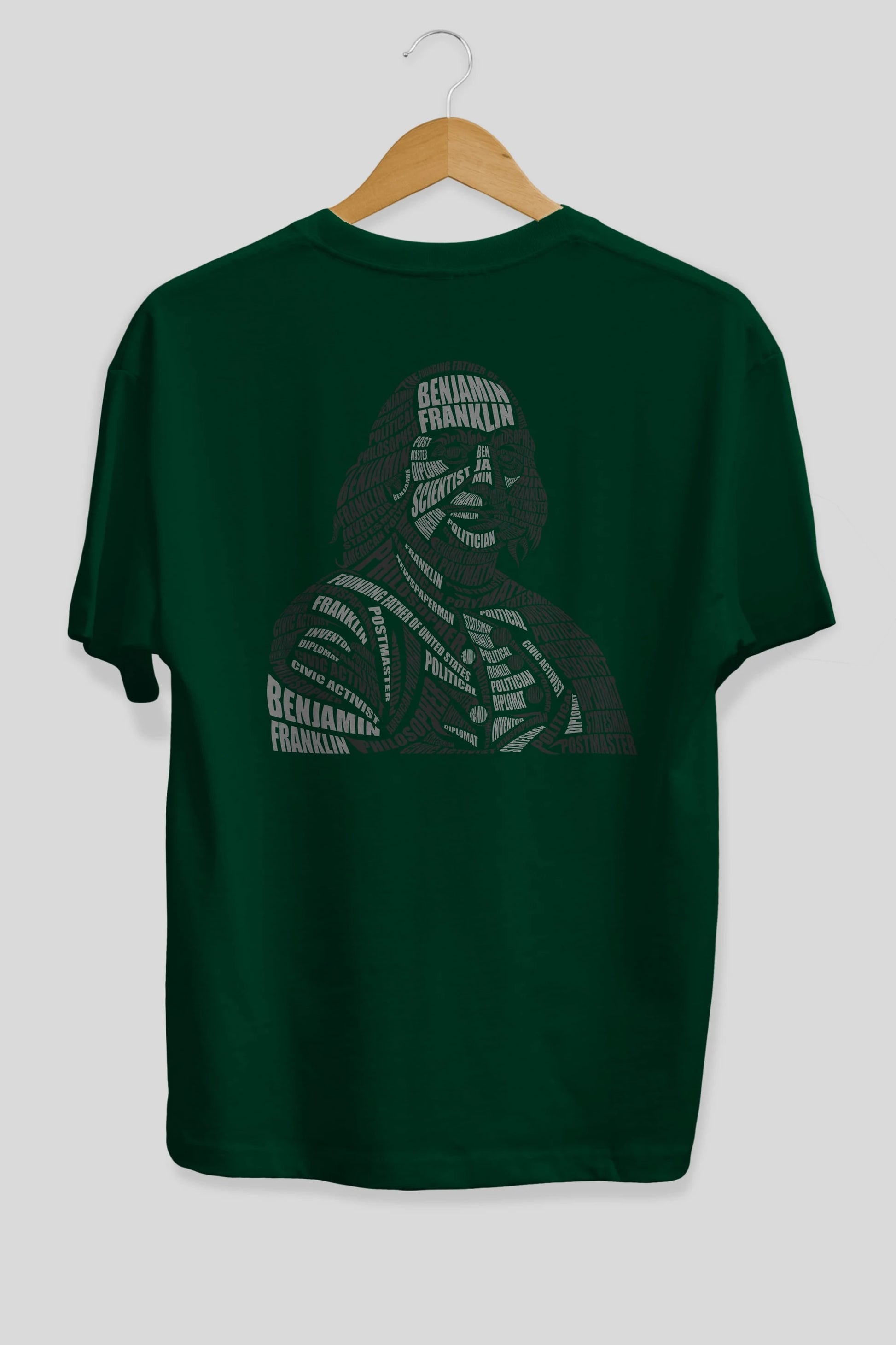 Benjamin Franklin Calligram Arka Baskılı Oversize t-shirt %100 pamuk Erkek Kadın Unisex