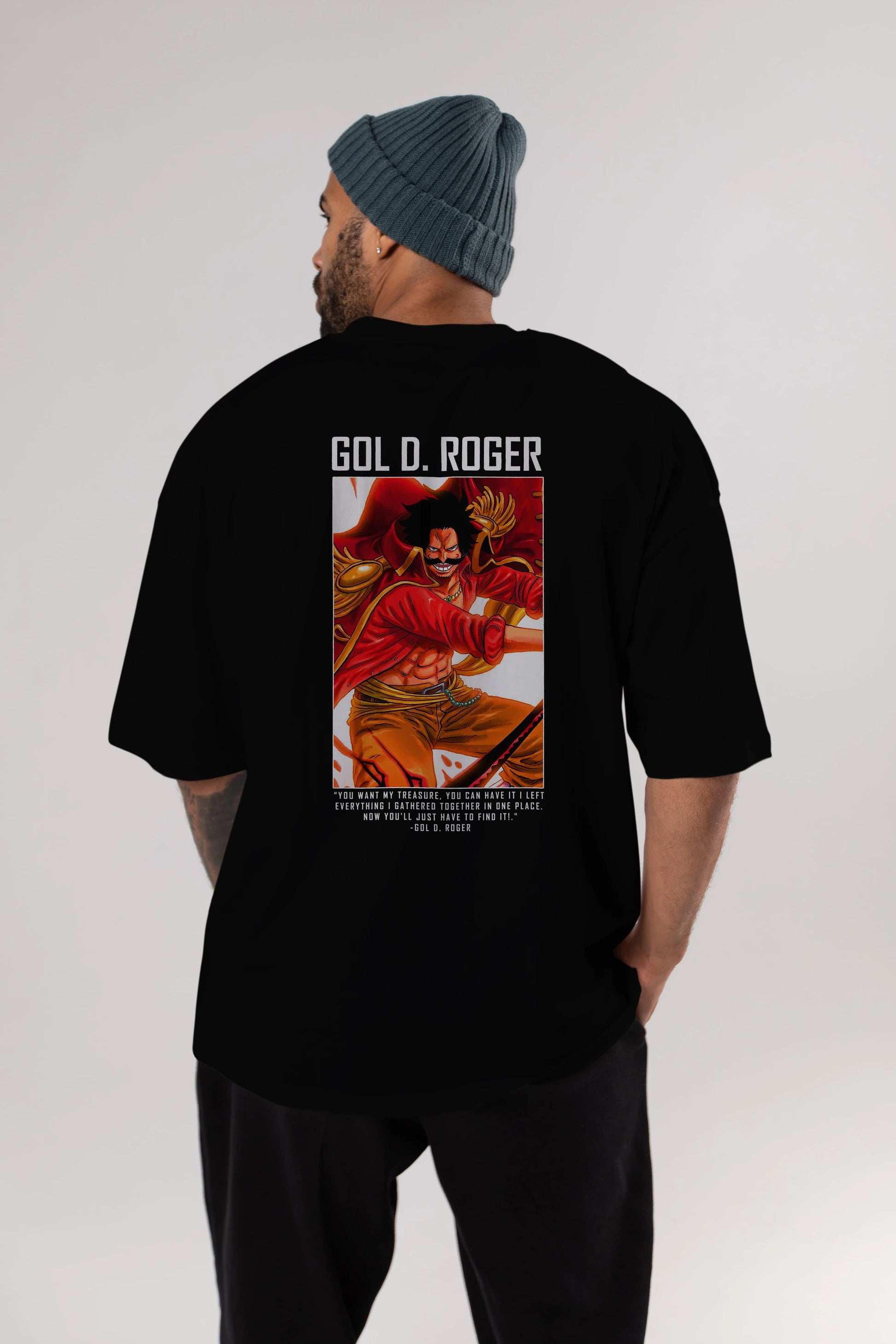 Gol D. Roger Anime Arka Baskılı Oversize t-shirt Erkek Kadın Unisex %100 pamuk tişort