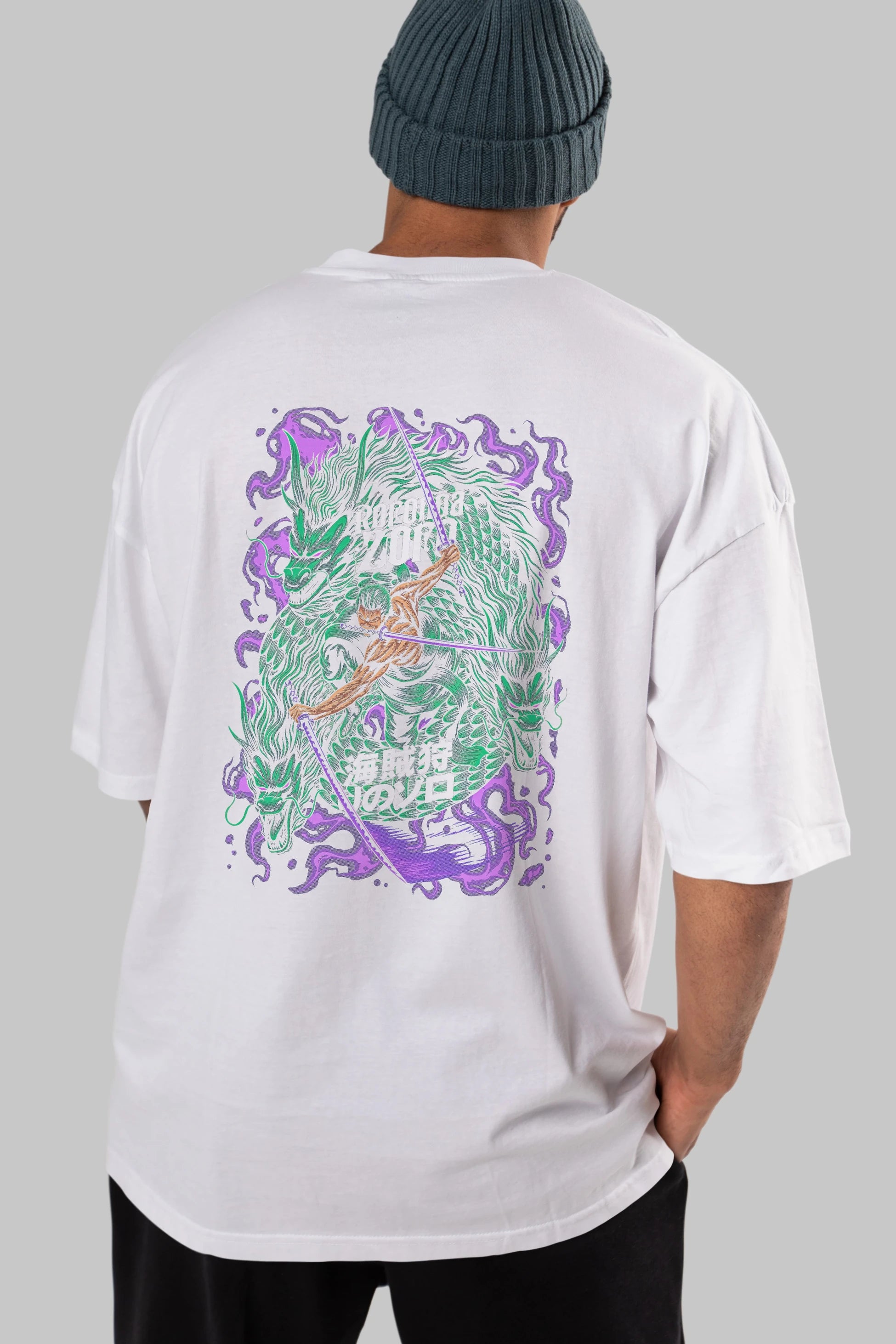 RORONOA ZORO 5 Anime Arka Baskılı Oversize t-shirt Erkek Kadın Unisex