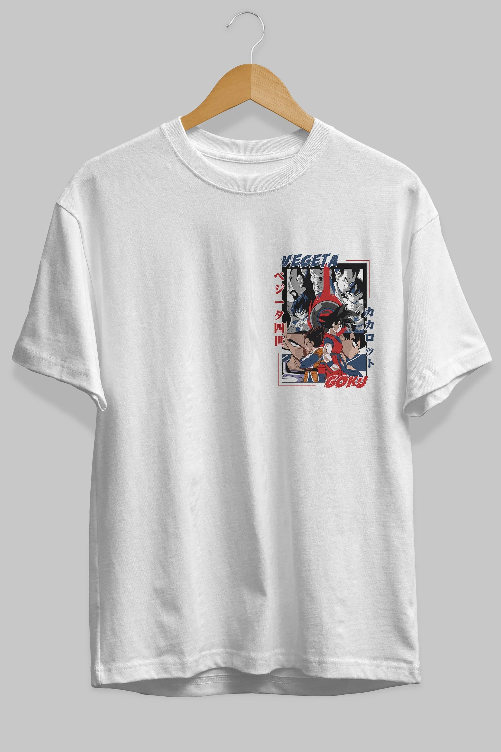 VEGETA VS GOKU Ön Sol Baskılı Oversize t-shirt Erkek Kadın Unisex %100 Pamuk Bisiklet Yaka tişort