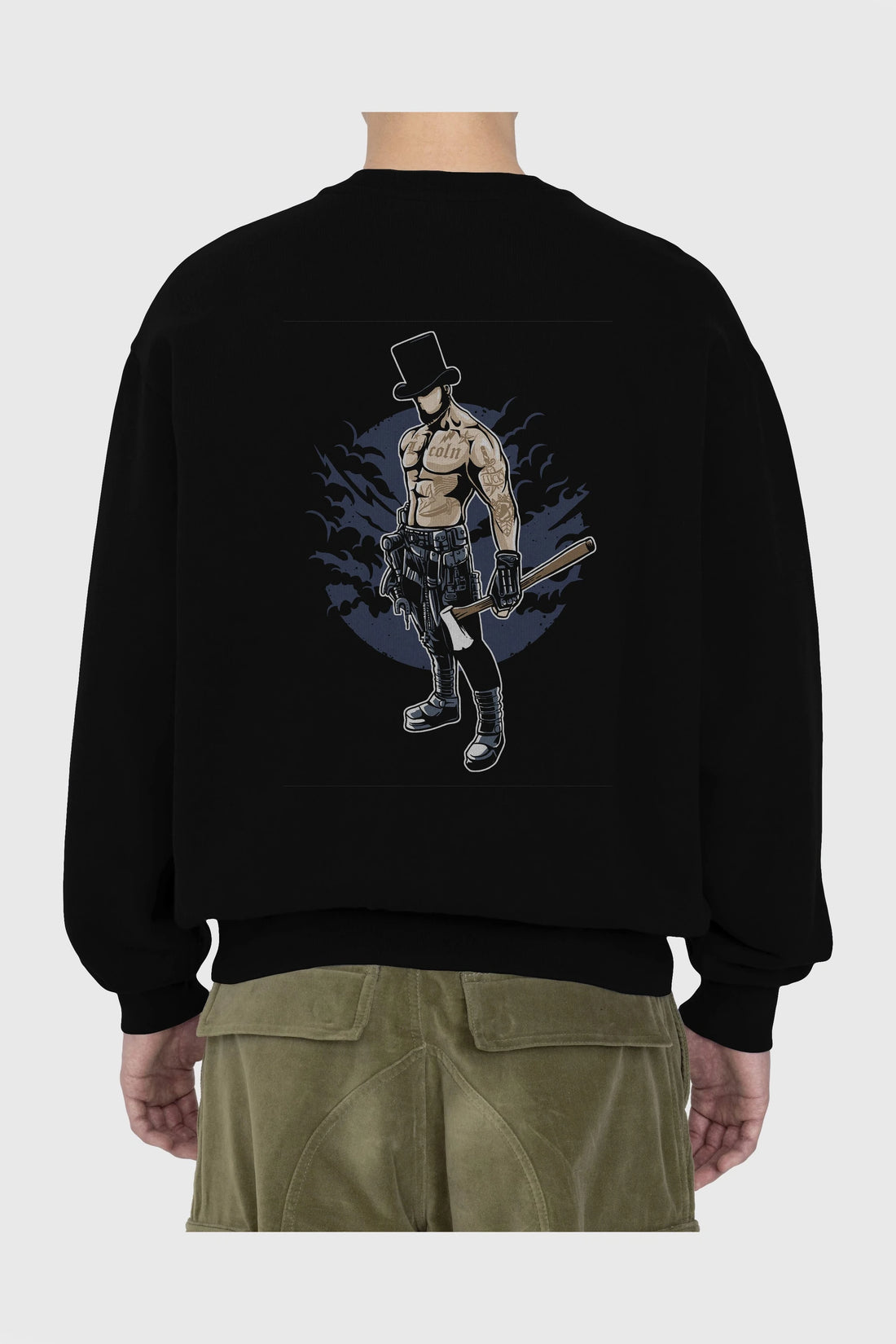 Lincoln Arka Baskılı Oversize Sweatshirt Erkek Kadın Unisex