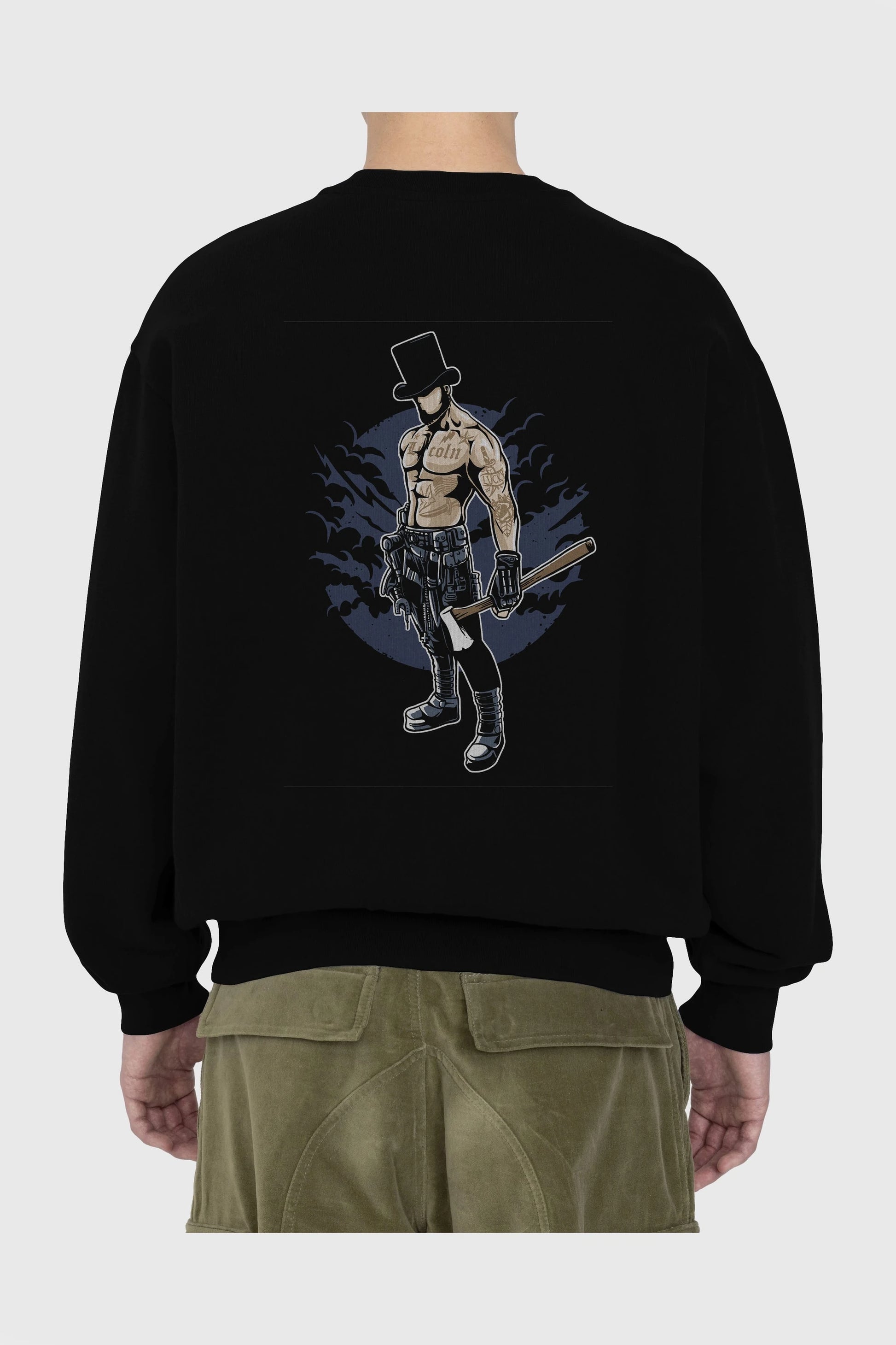 Lincoln Arka Baskılı Oversize Sweatshirt Erkek Kadın Unisex