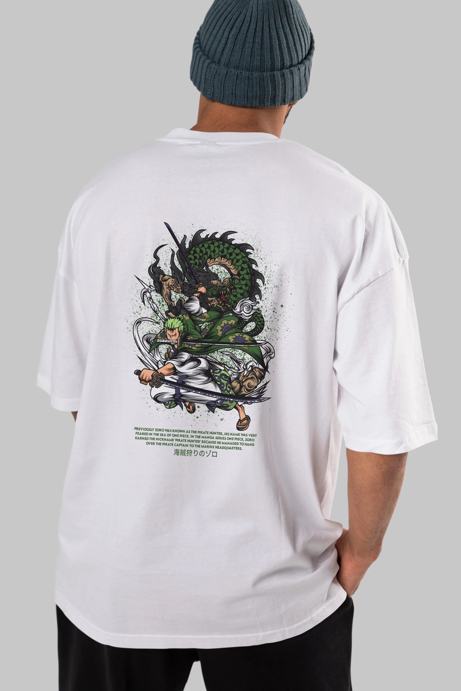 Zoro Anime Arka Baskılı Oversize t-shirt Erkek Kadın Unisex