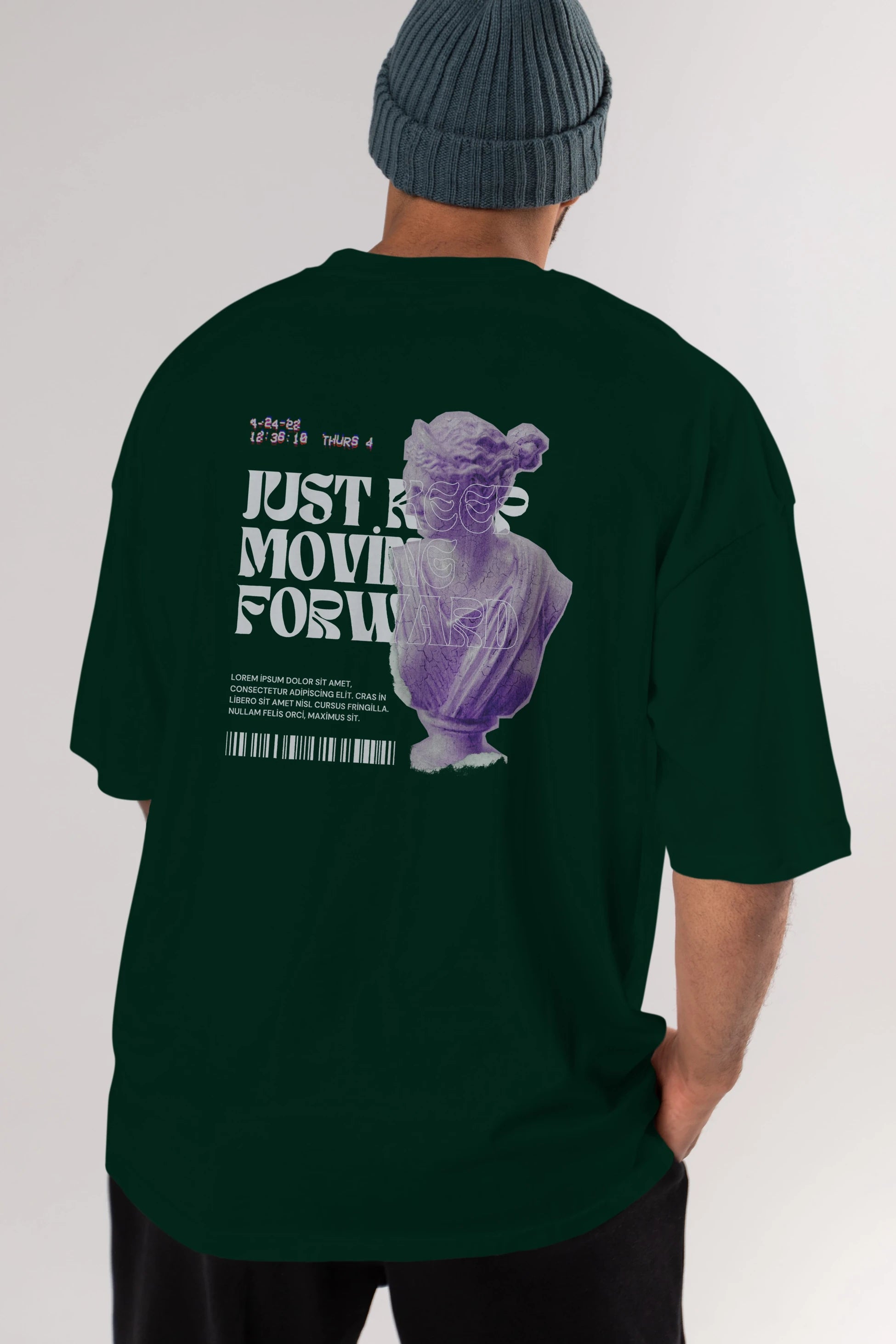 Just Keep Moving Forward Yazılı Arka Baskılı Oversize t-shirt Erkek Kadın Unisex