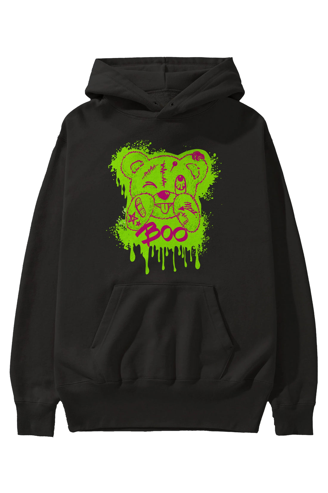 Boo  Bear Ön Baskılı Hoodie Oversize Kapüşonlu Sweatshirt Erkek Kadın Unisex