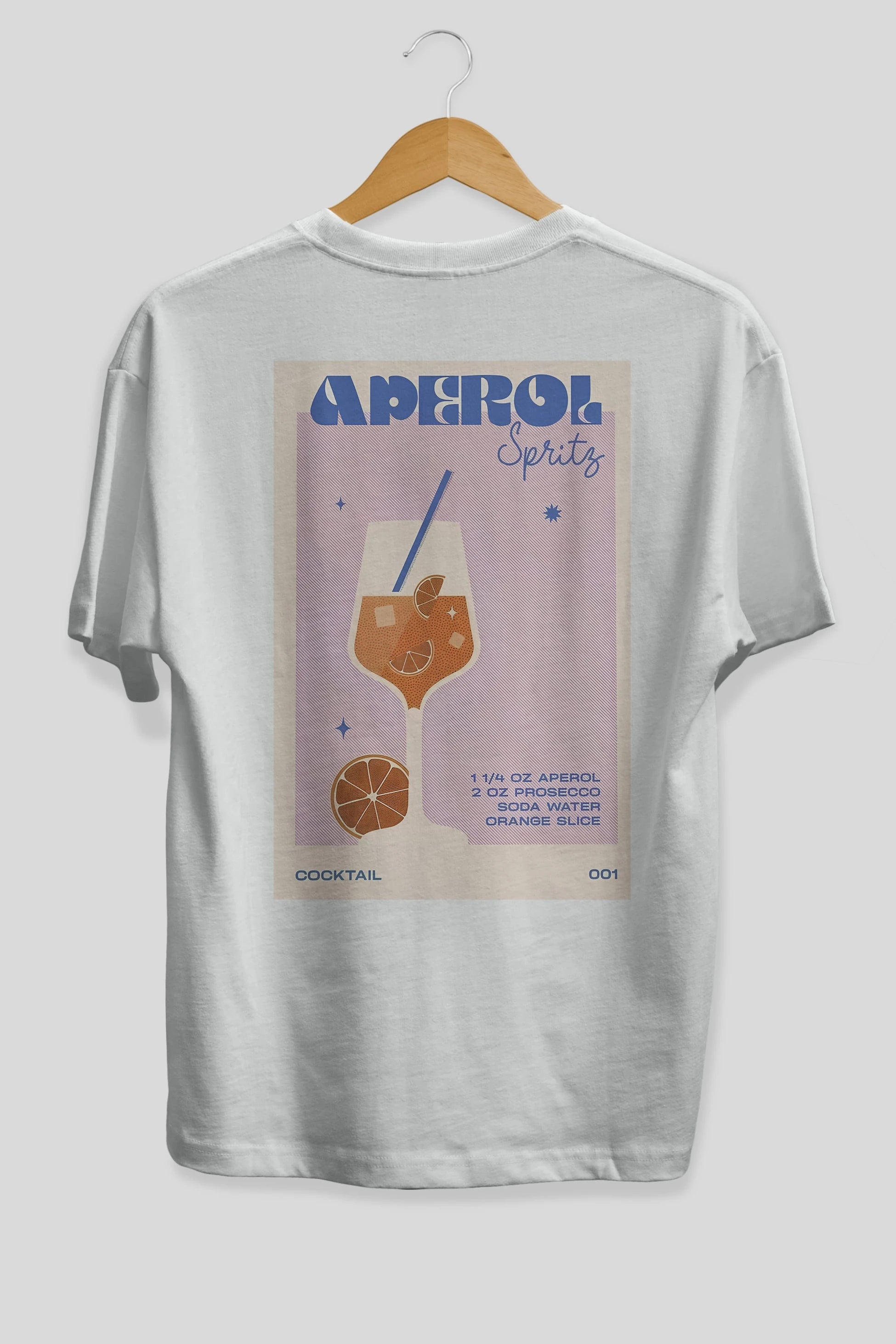 Aperol Spritz Arka Baskılı Oversize t-shirt Erkek Kadın Unisex %100 Pamuk Bisiklet Yaka tişort