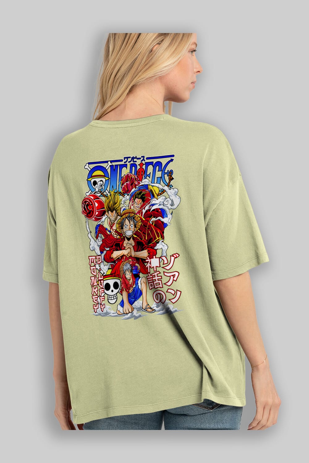 MONKEY D. LUFF-ONE PIECE 2 Anime Arka Baskılı Oversize t-shirt Erkek Kadın Unisex