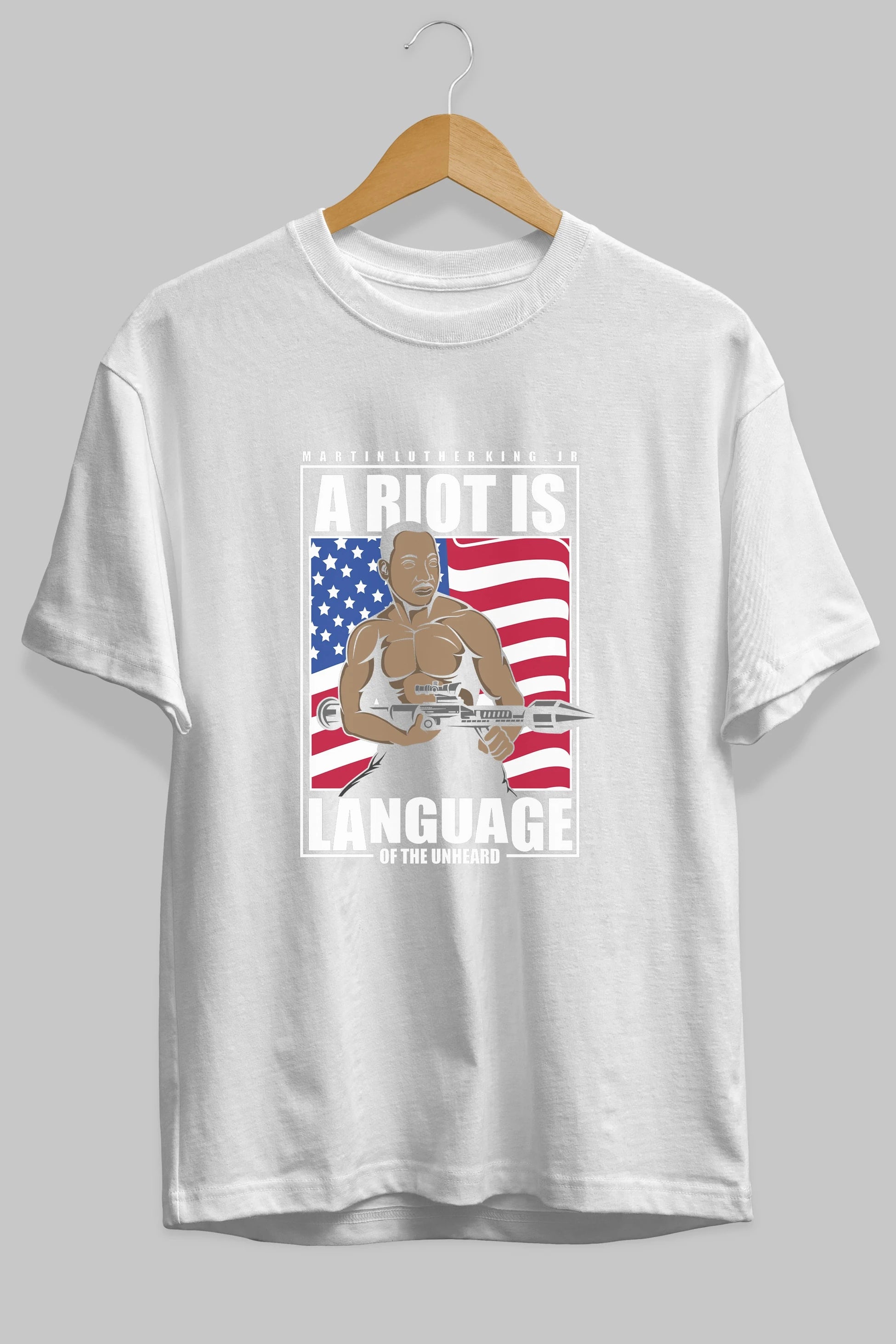 Luther King Jr Rambo Ön Baskılı Oversize t-shirt Erkek Kadın Unisex %100 Pamuk tişort
