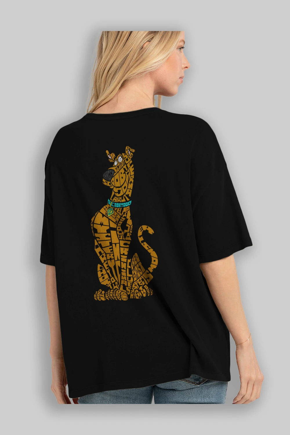 Scooby Doo Arka Baskılı Oversize t-shirt %100 pamuk Erkek Kadın Unisex