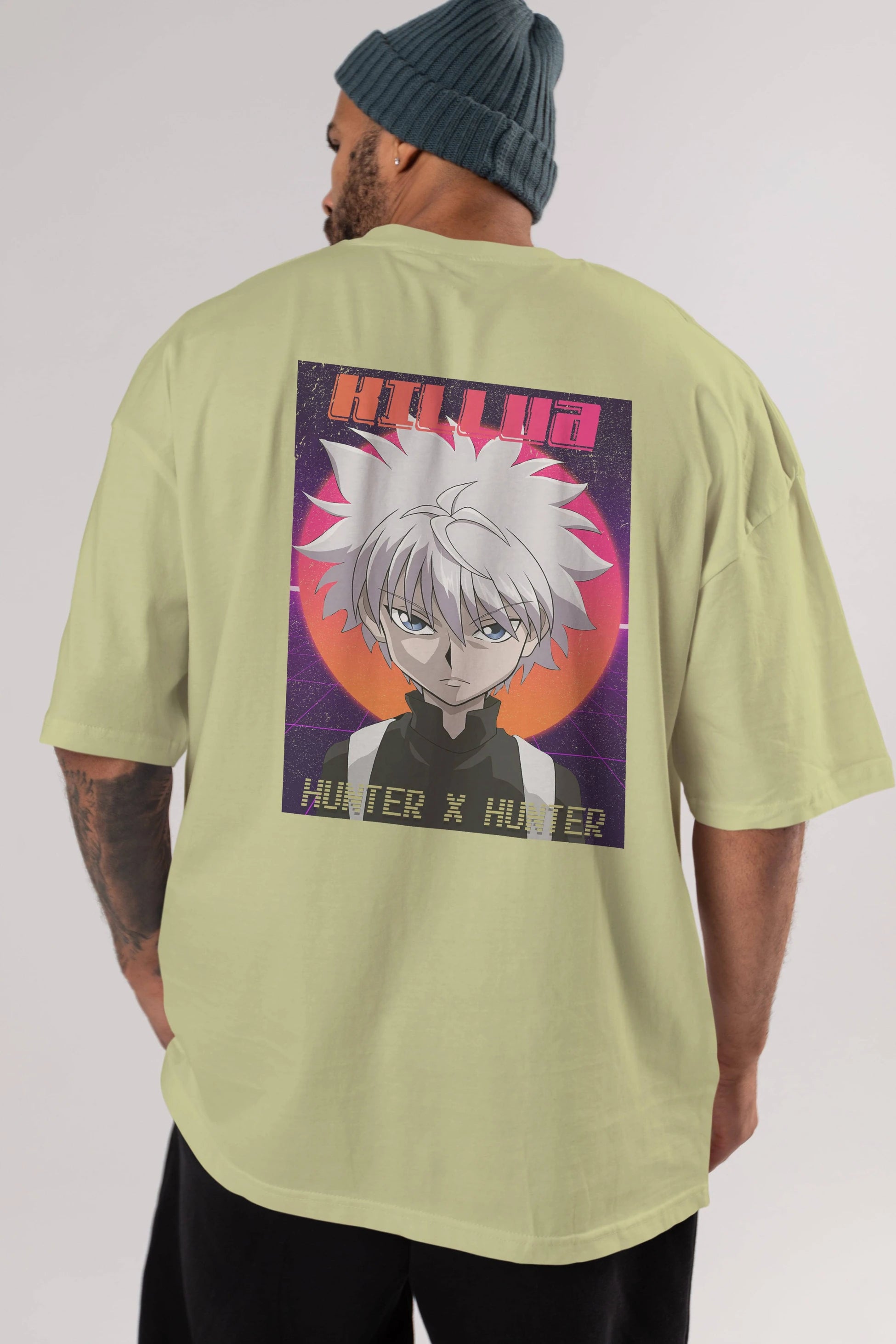 Killua Zoldyck 12 1 Anime Arka Baskılı Oversize t-shirt Erkek Kadın Unisex