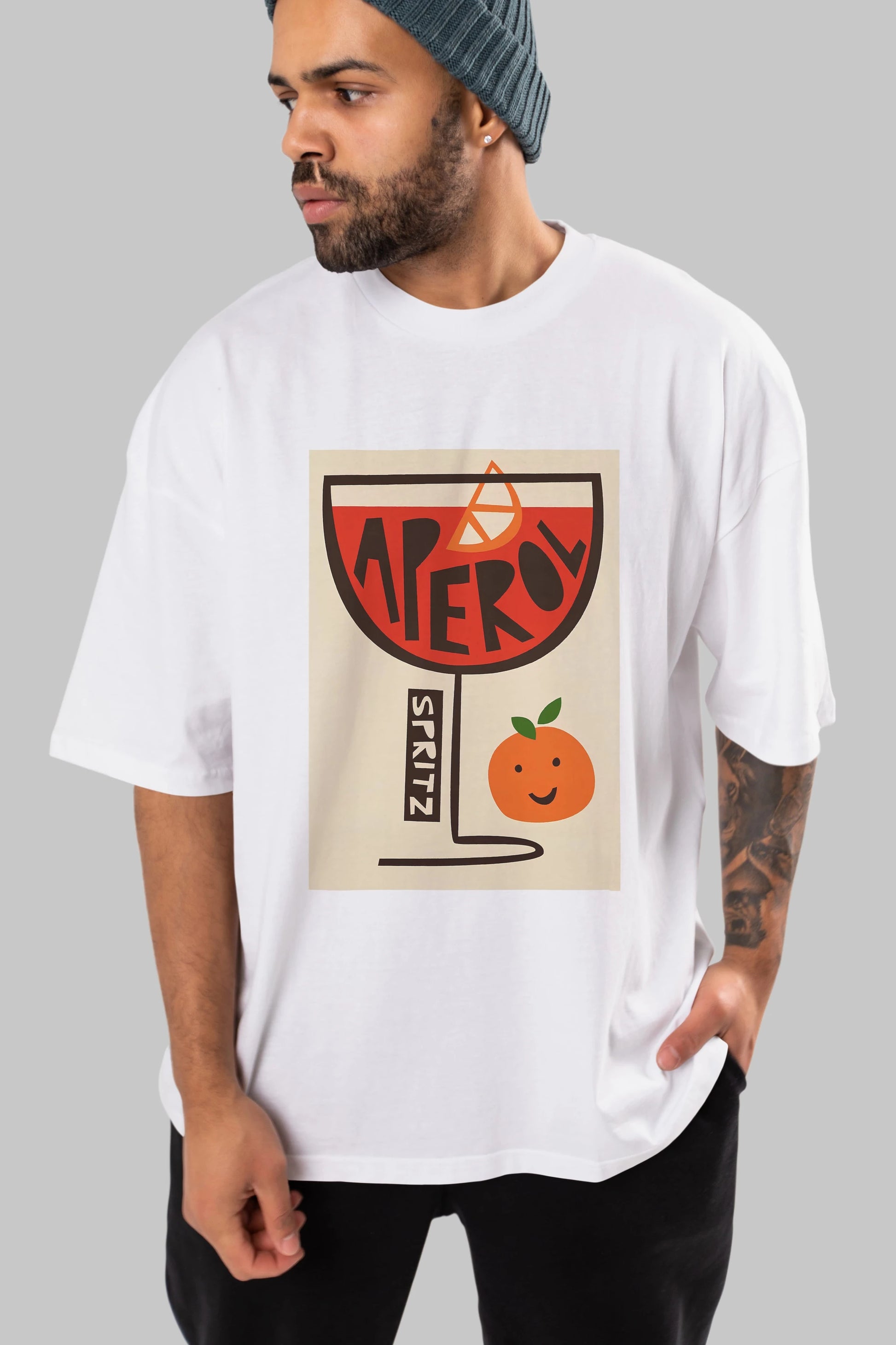 Aperol Spritz 9 Ön Baskılı Oversize t-shirt Erkek Kadın Unisex %100 Pamuk Bisiklet Yaka tişort