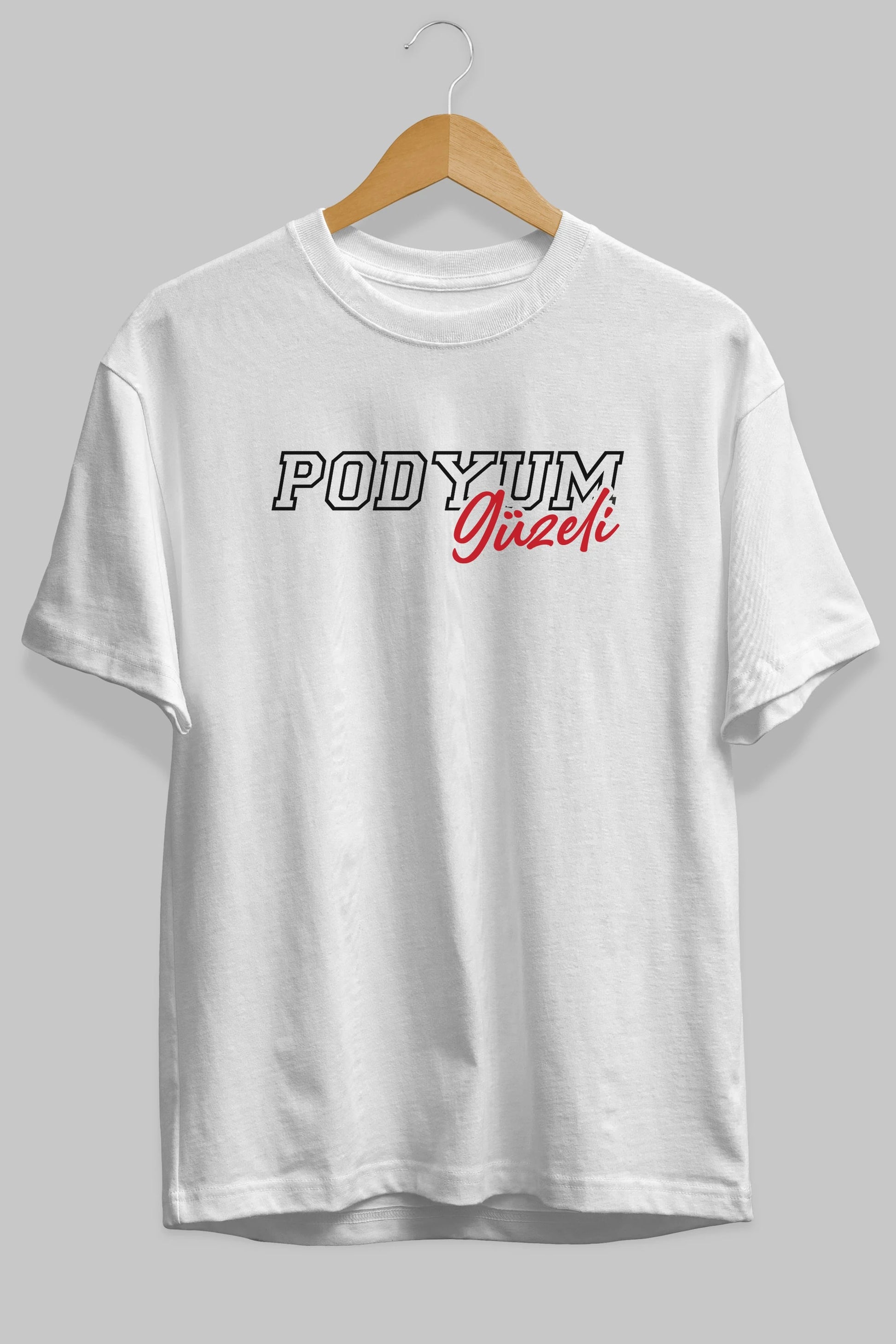 Podyum Güzeli Ön Baskılı Oversize t-shirt %100 pamuk Erkek Kadın Unisex