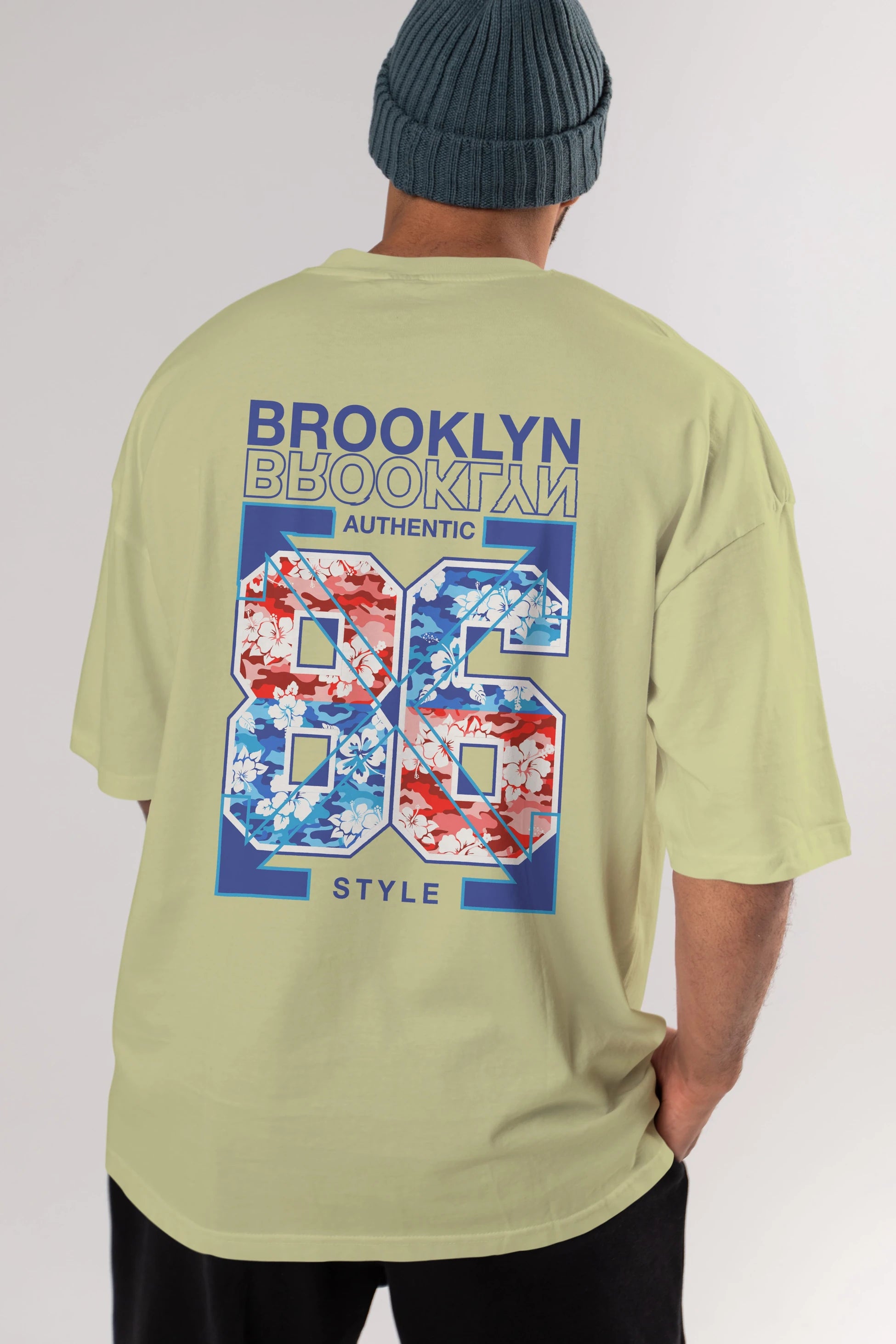 Brooklyn 86 Style Arka Baskılı Oversize t-shirt Erkek Kadın Unisex