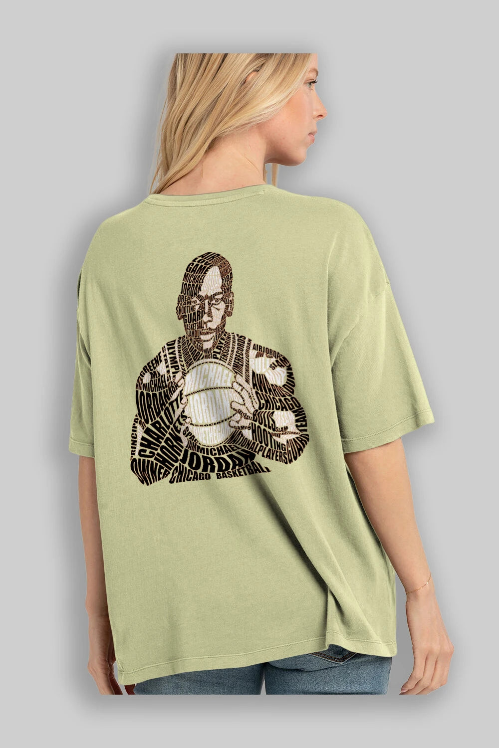 Michael Jordan Calligram Arka Baskılı Oversize t-shirt %100 pamuk Erkek Kadın Unisex