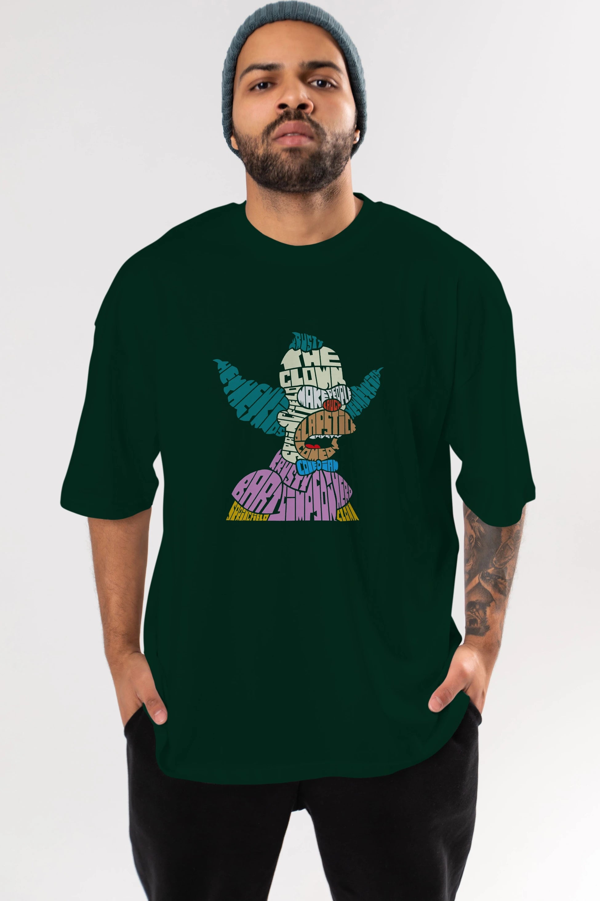Krusty Clown Ön Baskılı Oversize t-shirt %100 pamuk Erkek Kadın Unisex