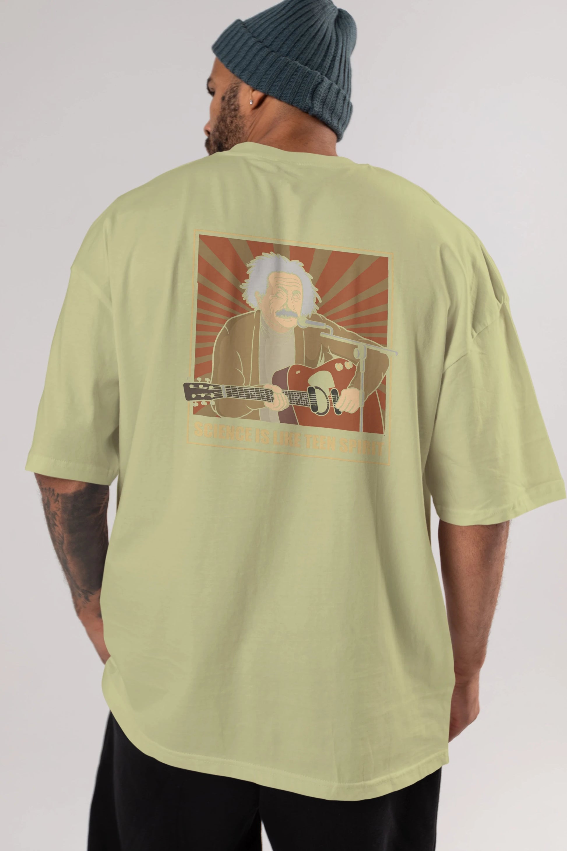 Kurt Einstein Arka Baskılı Oversize t-shirt Erkek Kadın Unisex %100 Pamuk tişort