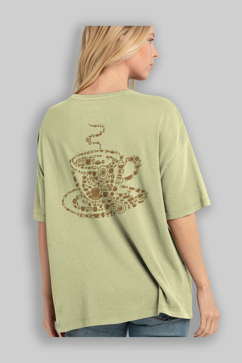 Coffee Arka Baskılı Oversize t-shirt %100 pamuk Erkek Kadın Unisex