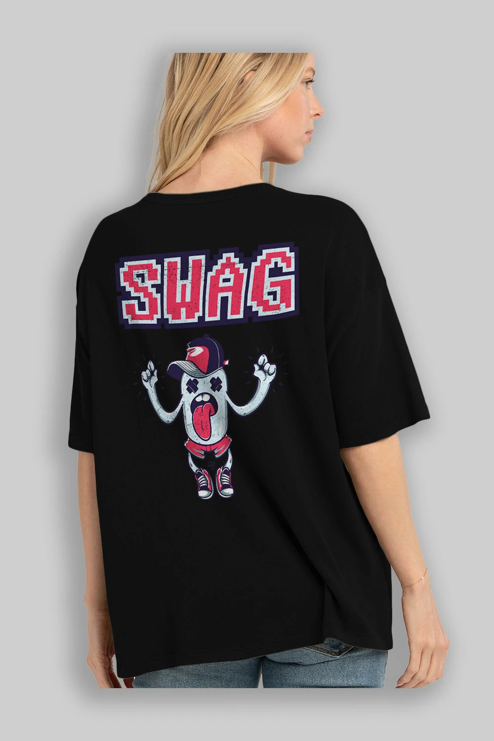 Swag Arka Baskılı Oversize t-shirt Erkek Kadın Unisex