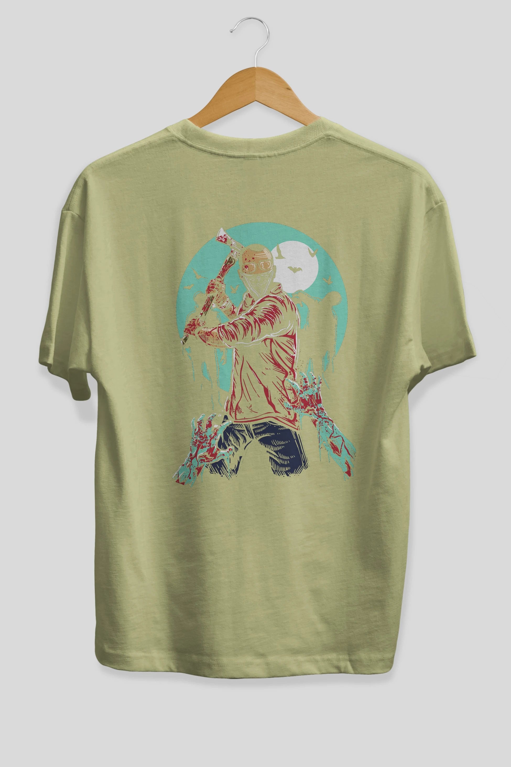 Zombie Killer Arka Baskılı Oversize t-shirt Erkek Kadın Unisex %100 Pamuk