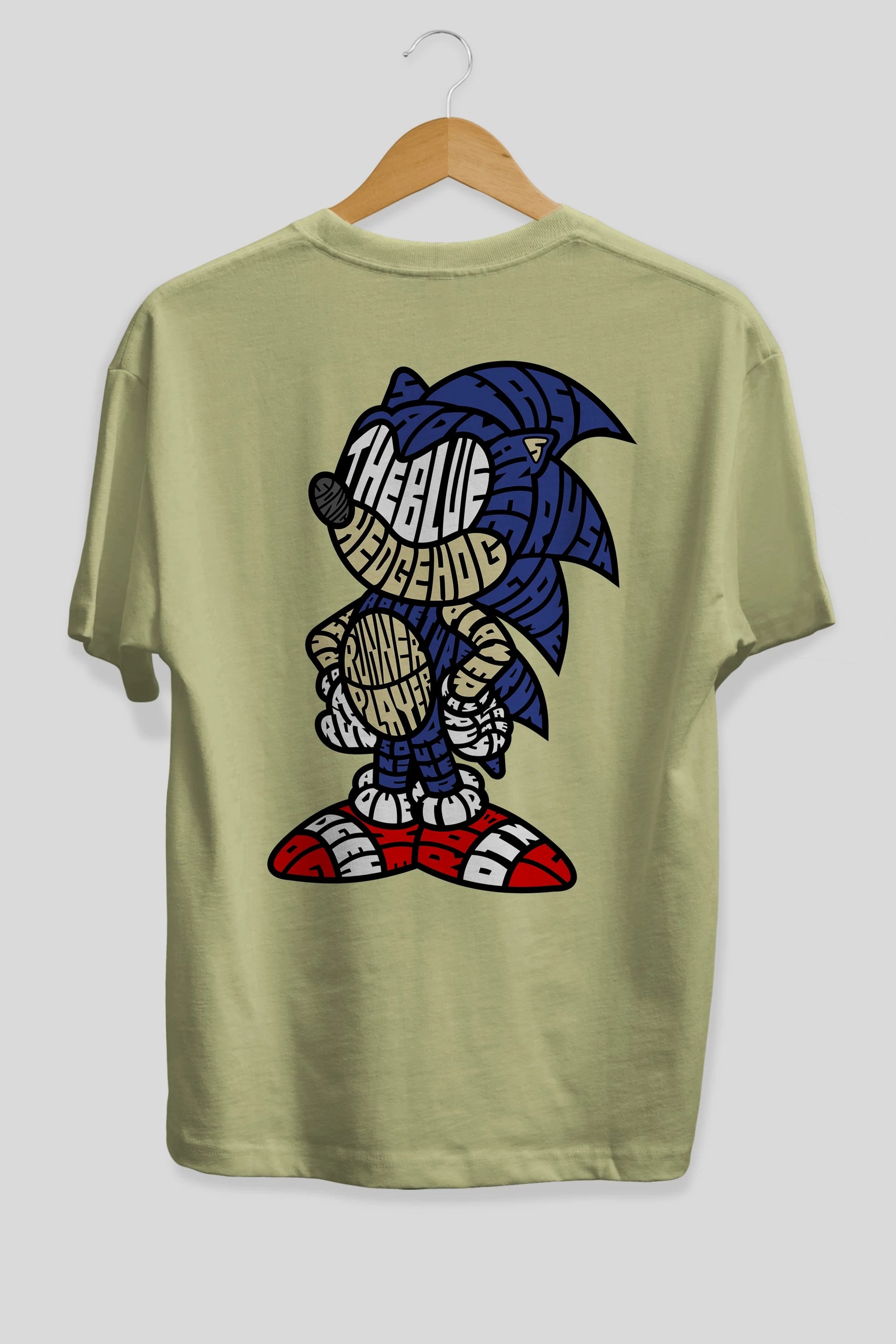 The Blue Hedgehog Arka Baskılı Oversize t-shirt %100 pamuk Erkek Kadın Unisex