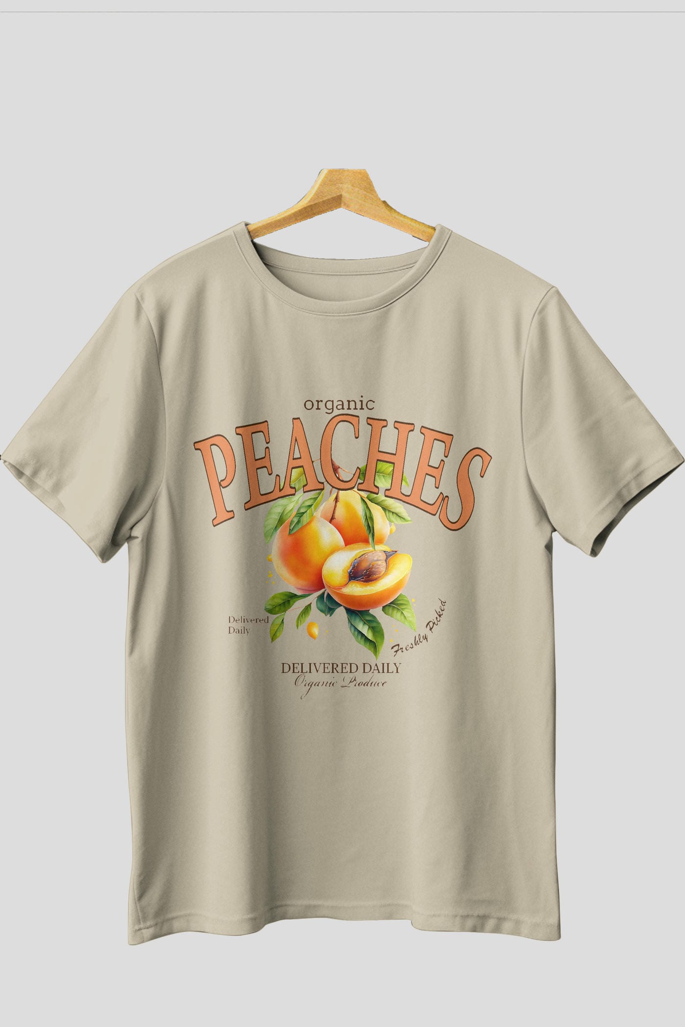 Peaches Ön Baskılı Oversize t-shirt Erkek Kadın Pamuk Bisiklet Yaka tişort