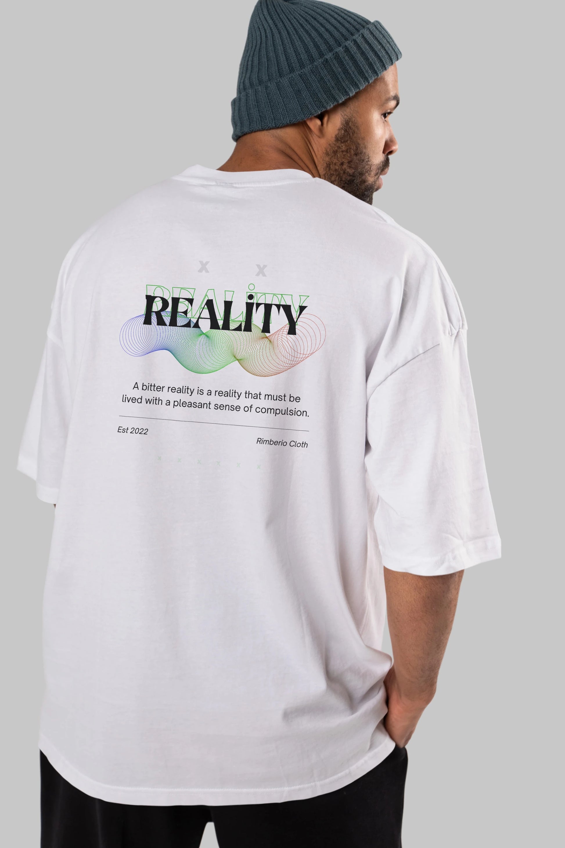 Reality 2 Arka Baskılı Oversize t-shirt Erkek Kadın Unisex