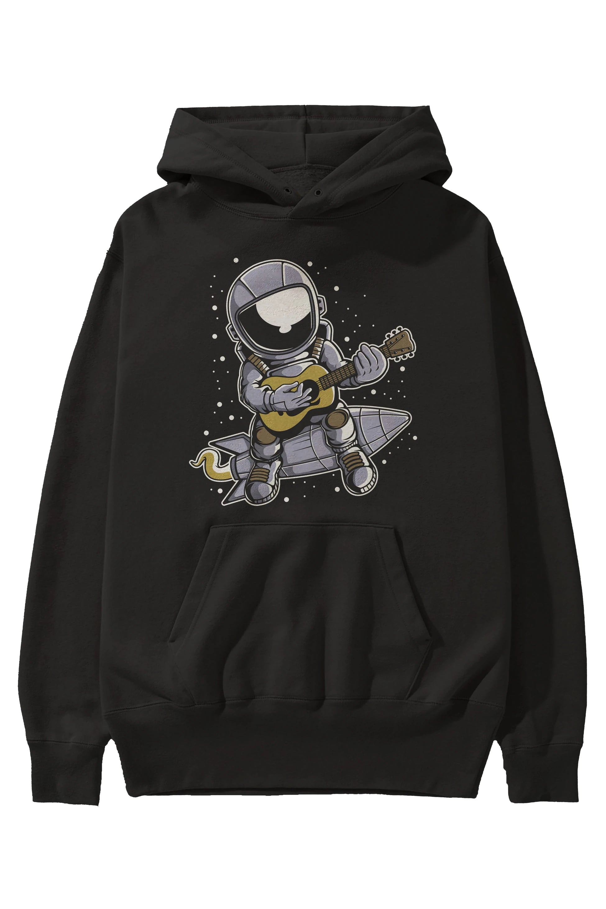 Astronaut Guitar (2) Ön Baskılı Hoodie Oversize Kapüşonlu Sweatshirt Erkek Kadın Unisex