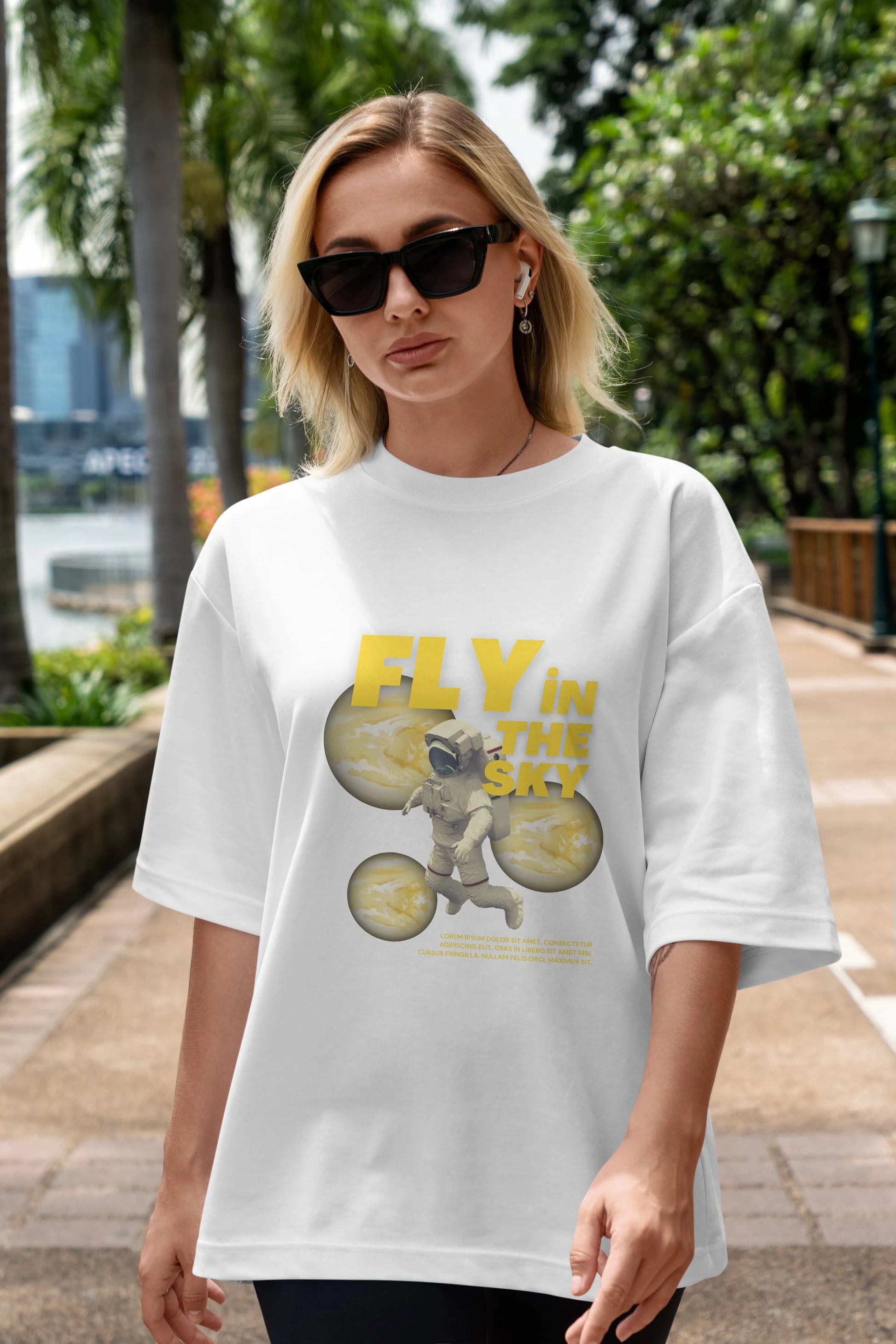 Fly in The Sky Ön Baskılı Oversize t-shirt Erkek Kadın Unisex