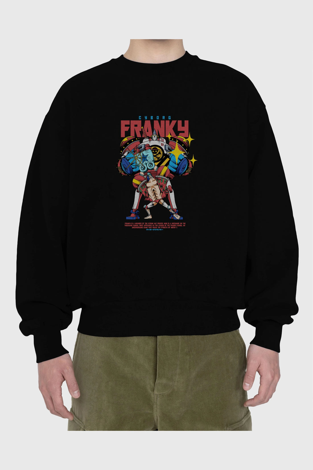Cyborg Franky Anime Ön Baskılı Oversize Sweatshirt Erkek Kadın Unisex