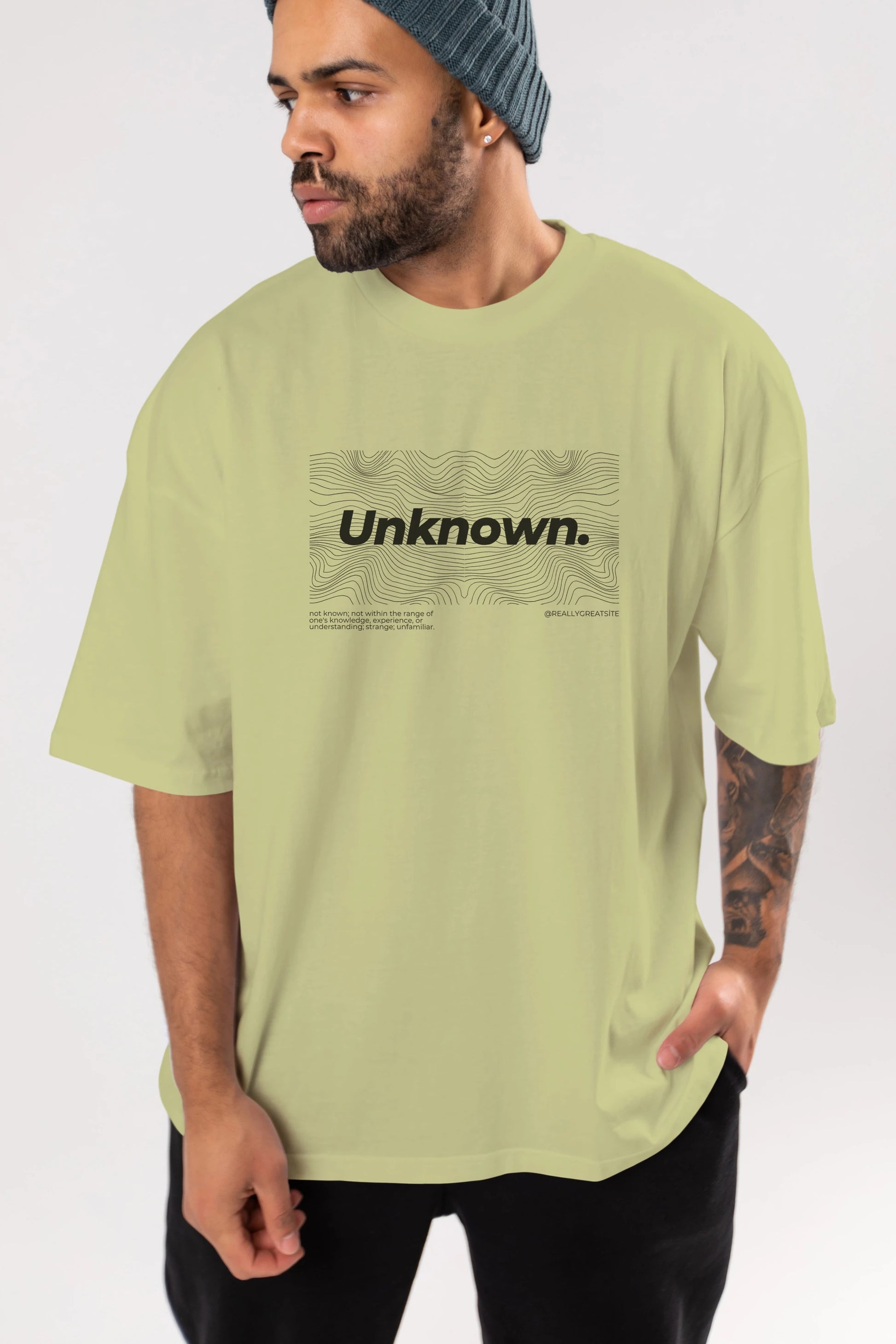 Unknown Yazılı Ön Baskılı Oversize t-shirt Erkek Kadın Unisex