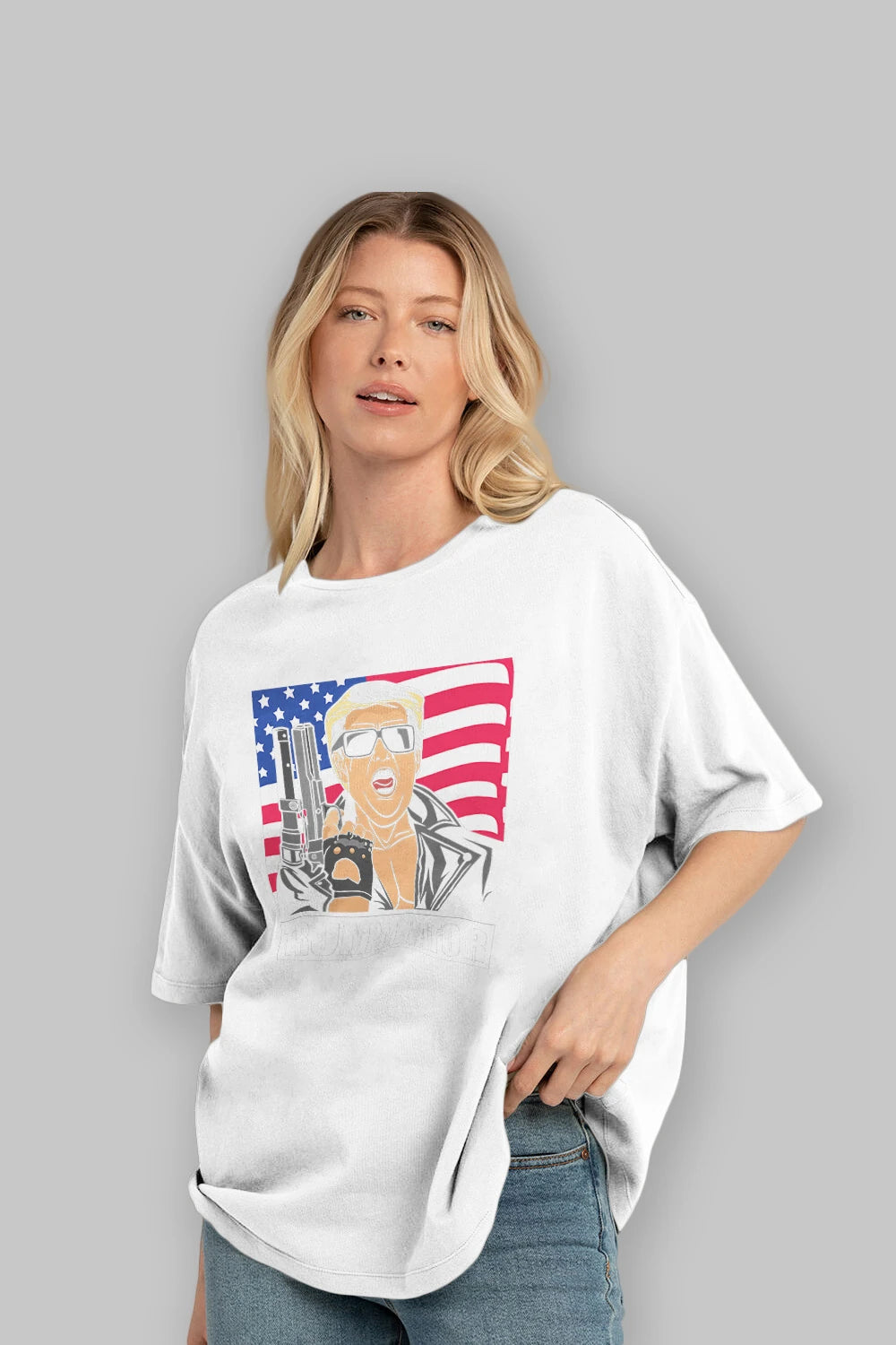 Trumpminator Ön Baskılı Oversize t-shirt Erkek Kadın Unisex %100 Pamuk tişort