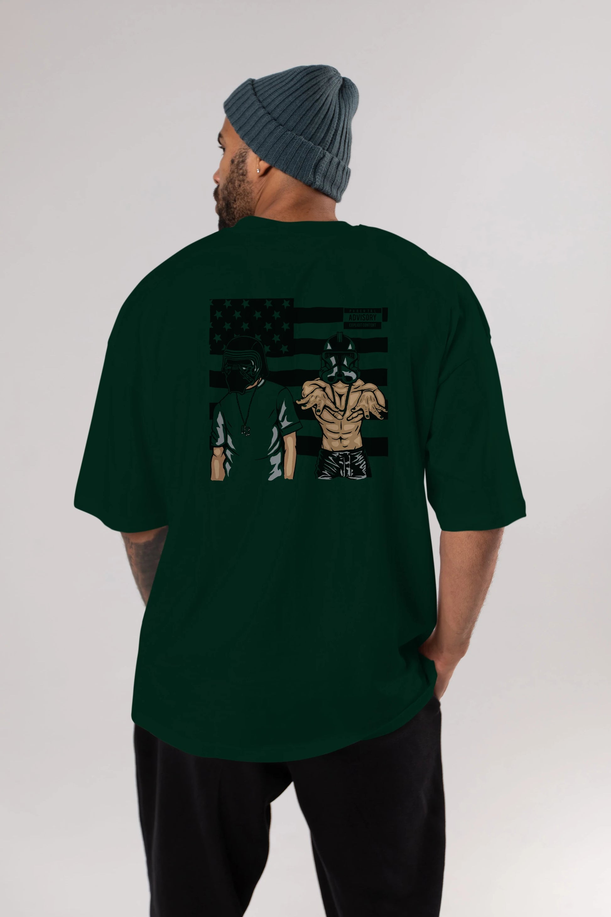Darkonia Arka Baskılı Oversize t-shirt Erkek Kadın Unisex %100 Pamuk