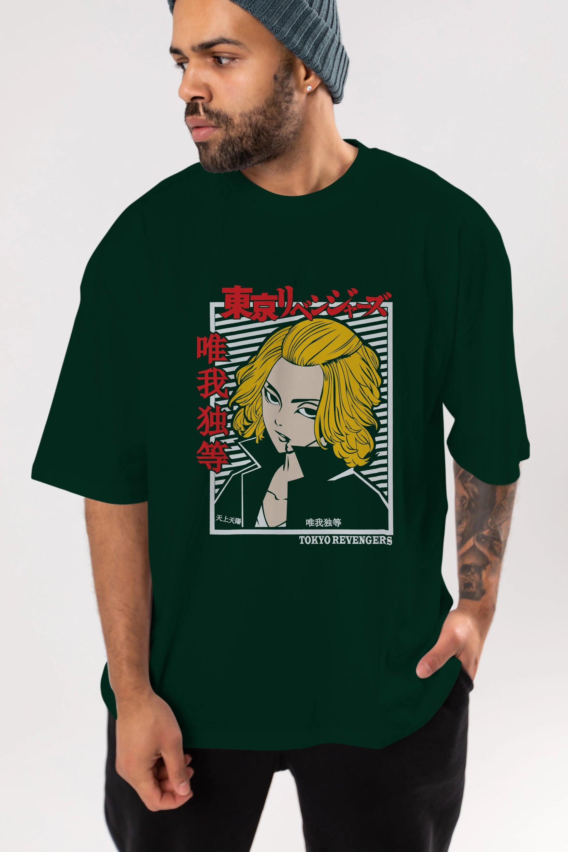 TokyoRev. M Anime Ön Baskılı Oversize t-shirt %100 pamuk Erkek Kadın Unisex