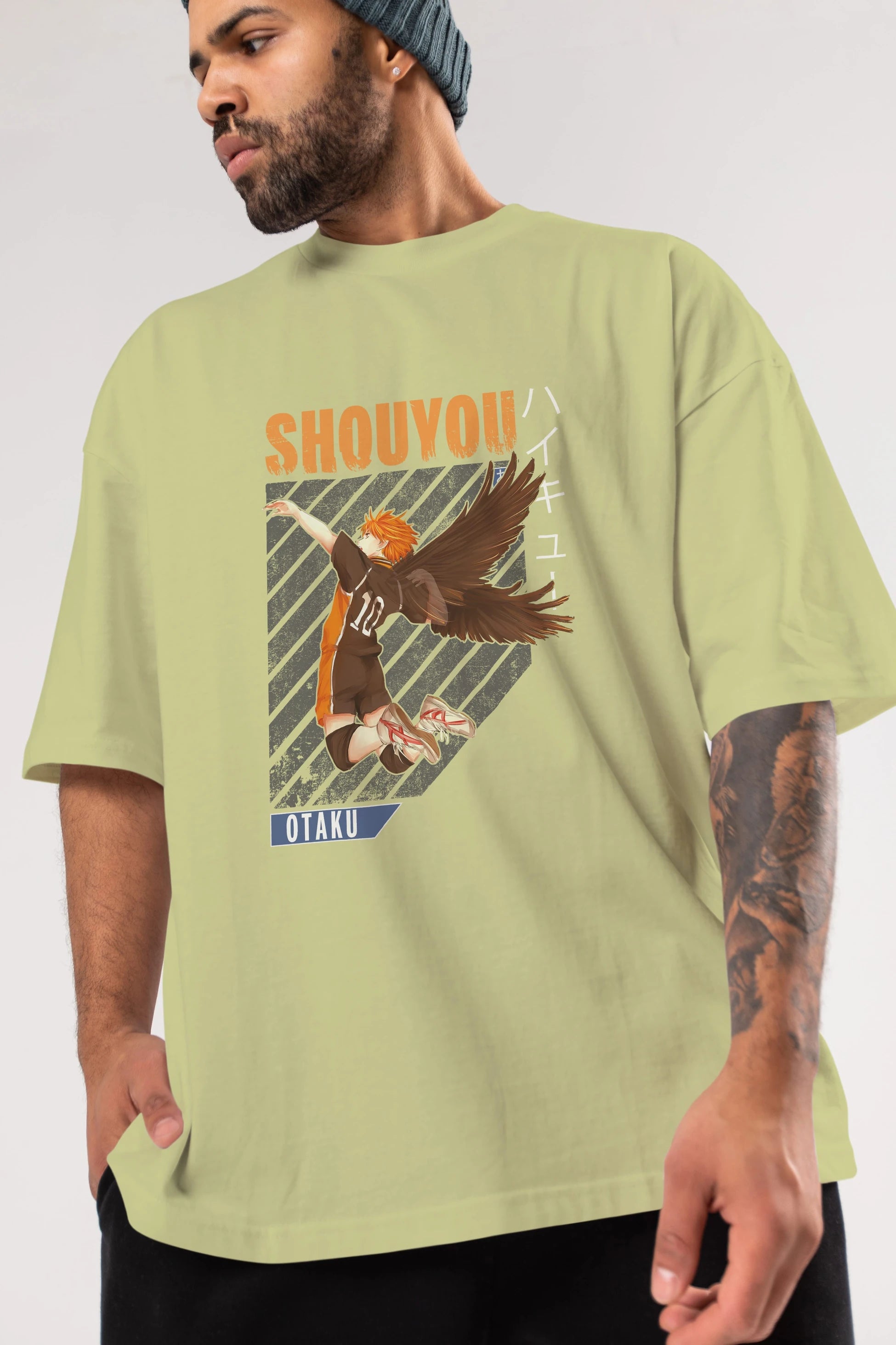Shouyou Hinata 10 Anime Ön Baskılı Oversize t-shirt %100 pamuk Erkek Kadın Unisex