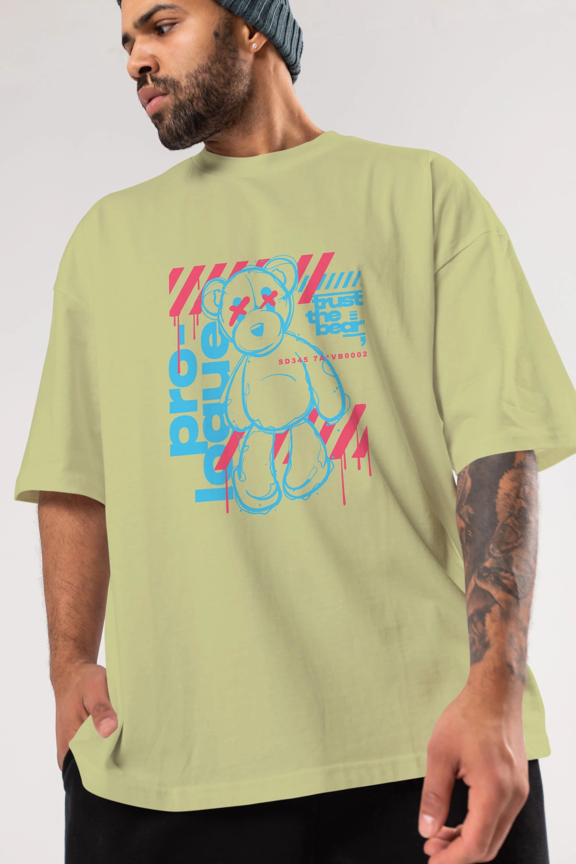 Trust The Bear Ön Baskılı Oversize t-shirt Erkek Kadın Unisex