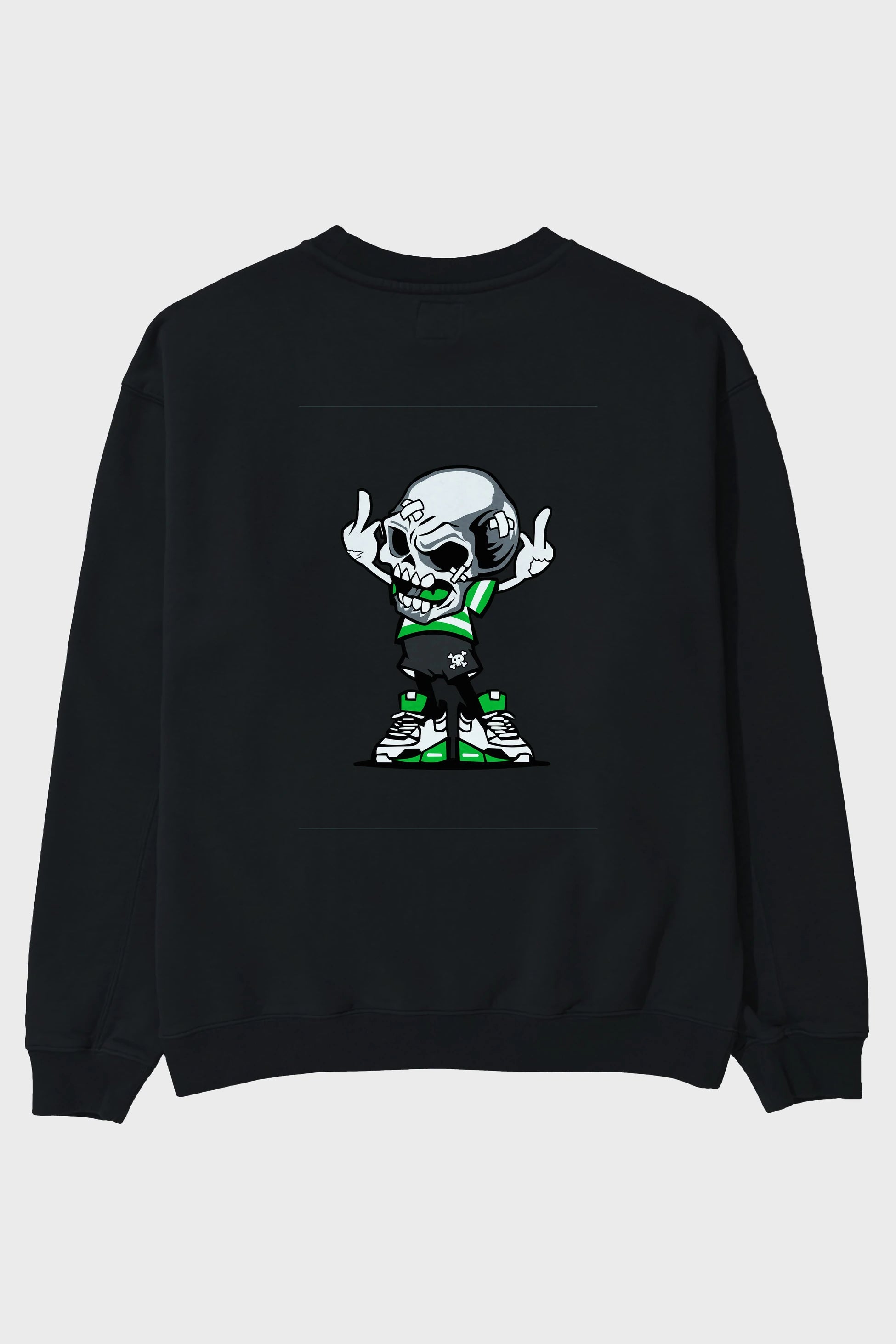 Skull F Hand Arka Baskılı Oversize Sweatshirt Erkek Kadın Unisex
