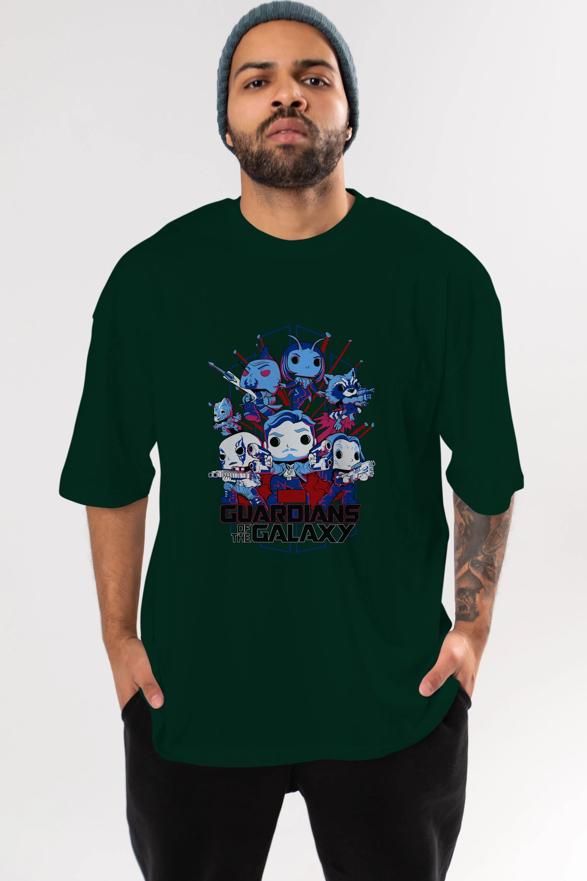 Guardians of the Galaxy Ön Baskılı Oversize t-shirt Erkek Kadın Unisex %100 Pamuk Bisiklet Yaka tişort