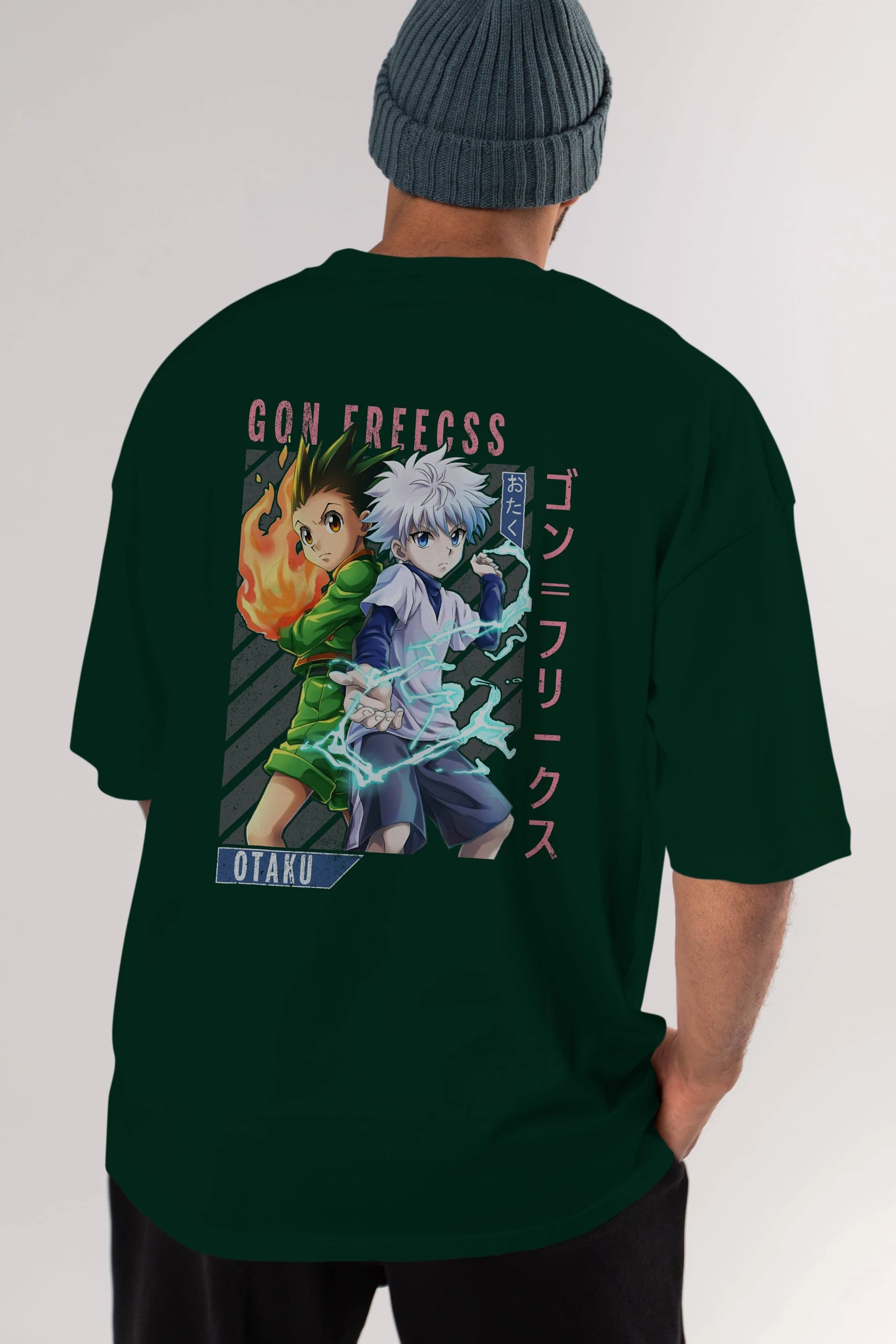 Gon Freecss HUNTER X HUNTER 1 Anime Arka Baskılı Oversize t-shirt Erkek Kadın Unisex