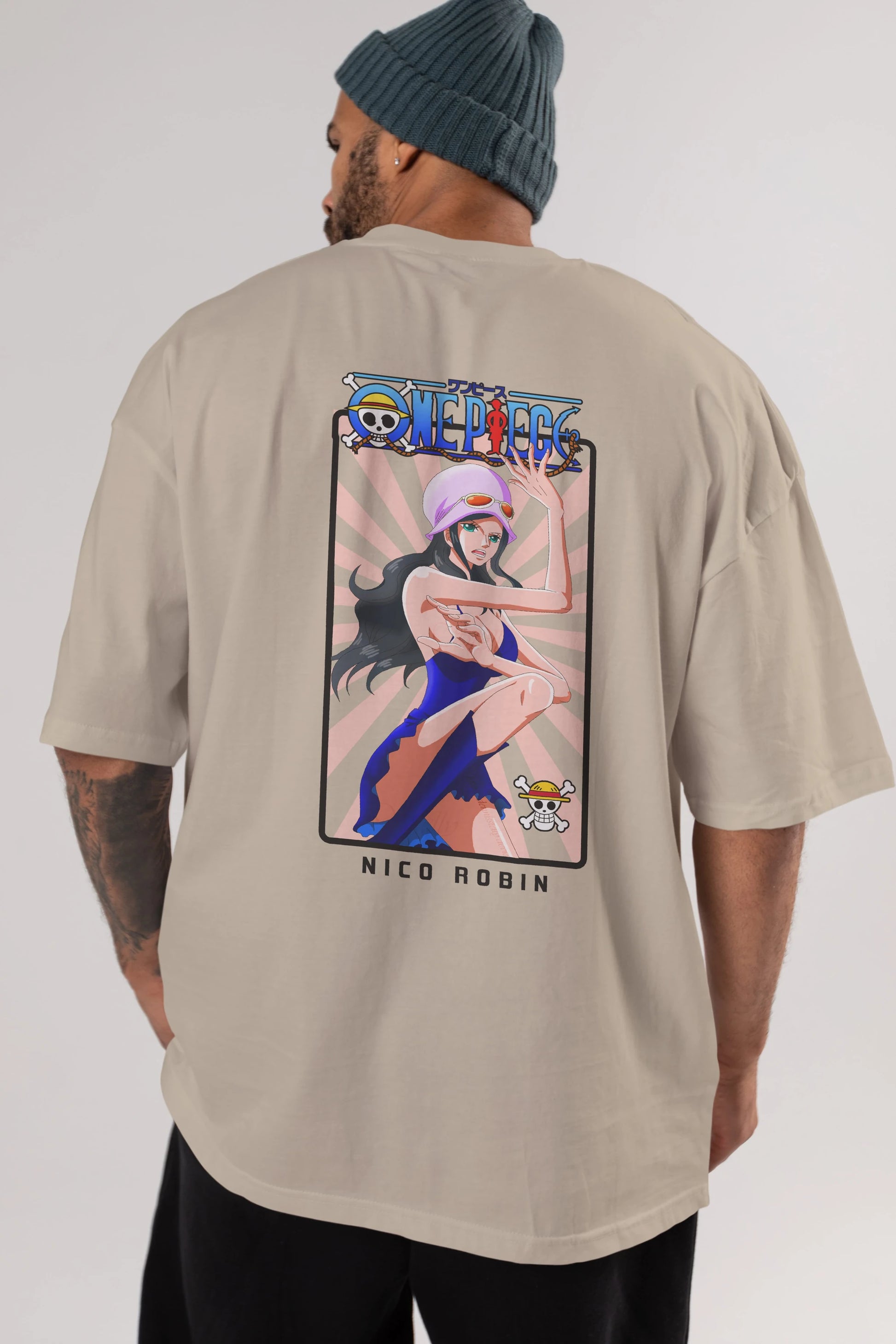 Nico Robin Anime Arka Baskılı Oversize t-shirt Erkek Kadın Unisex %100 pamuk tişort