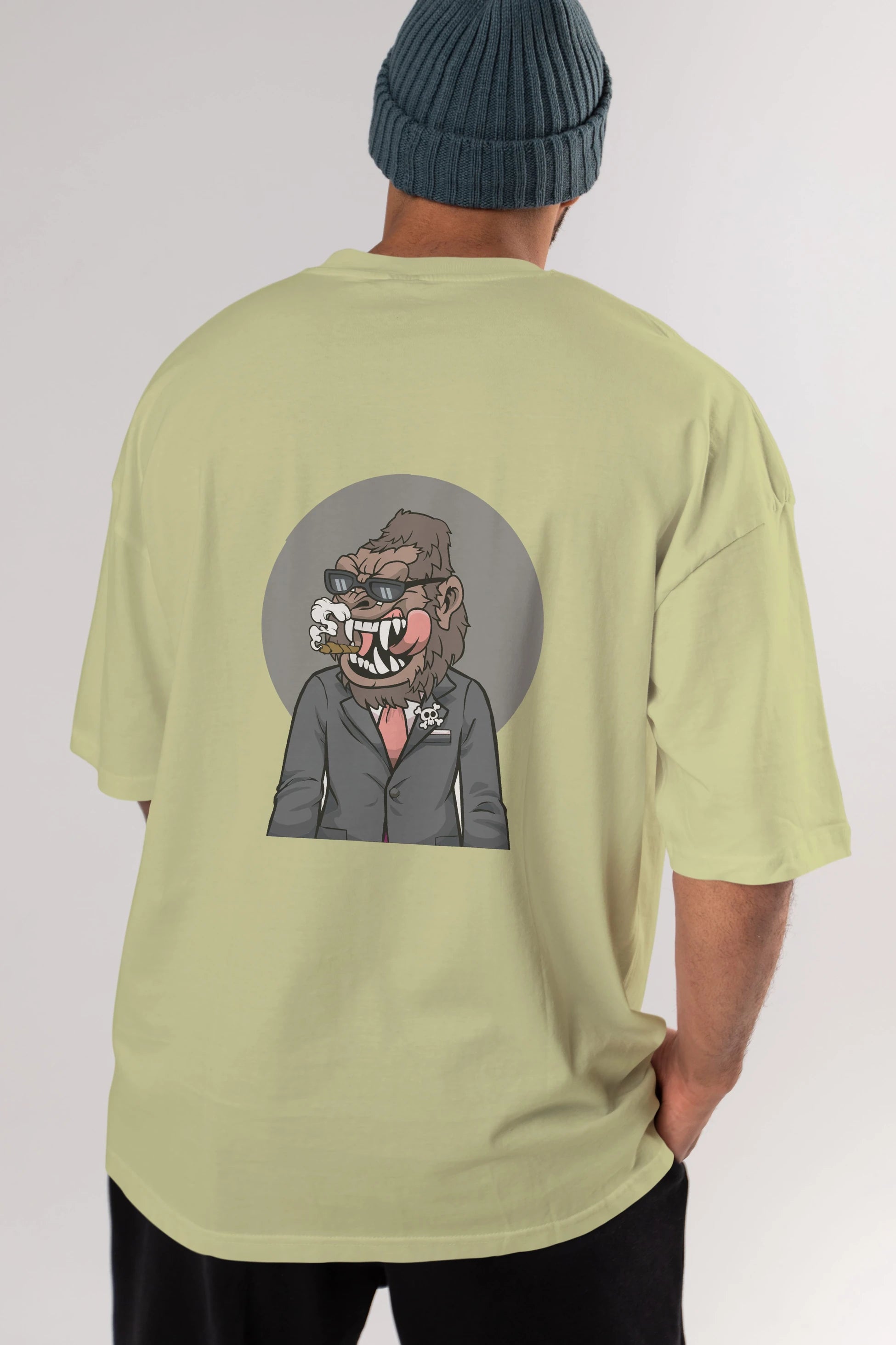 Monkey Suits Arka Baskılı Oversize t-shirt Erkek Kadın Unisex %100 Pamuk tişort